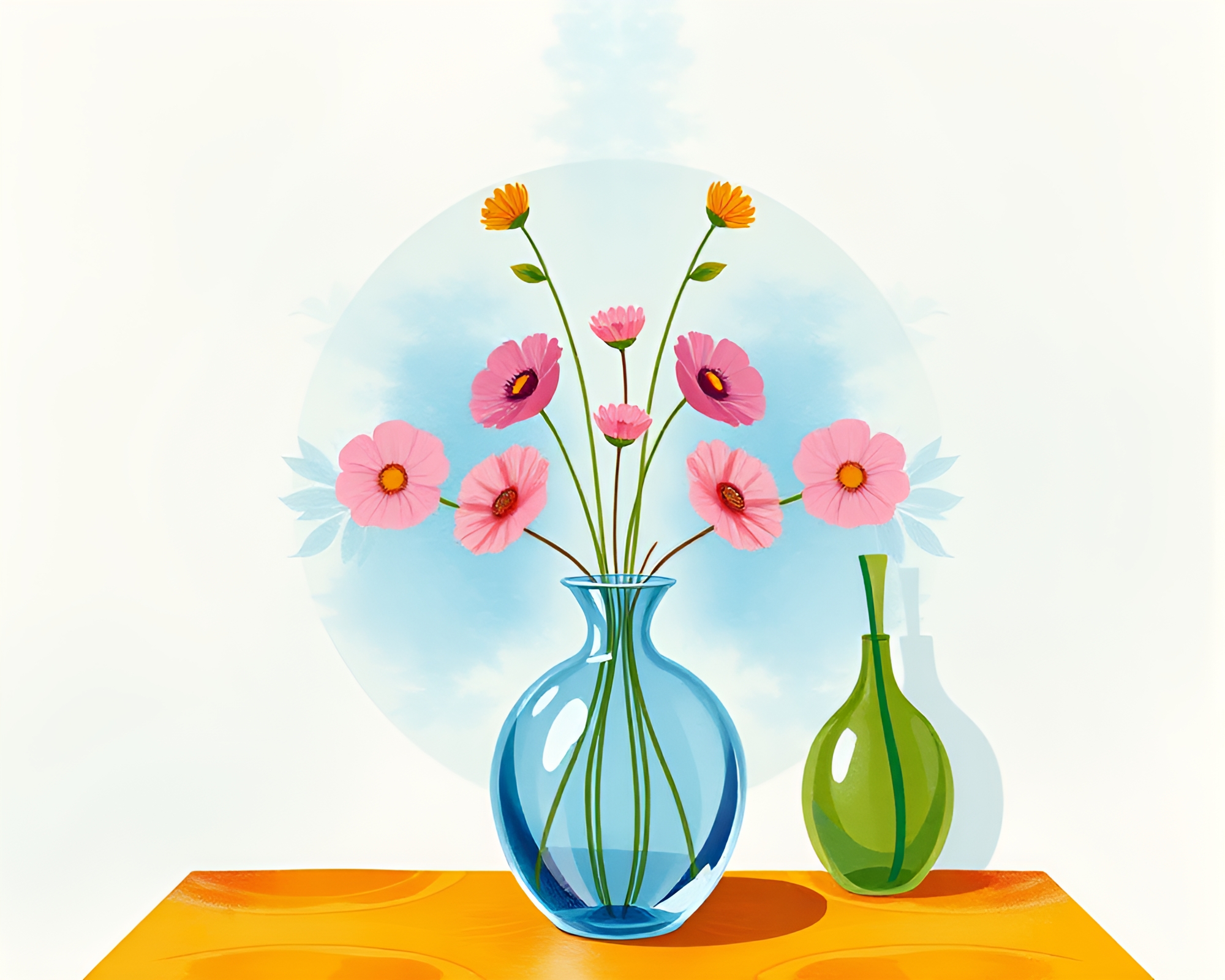 Magical Vase Reflections in Children’s Book Style – free AI stock image
