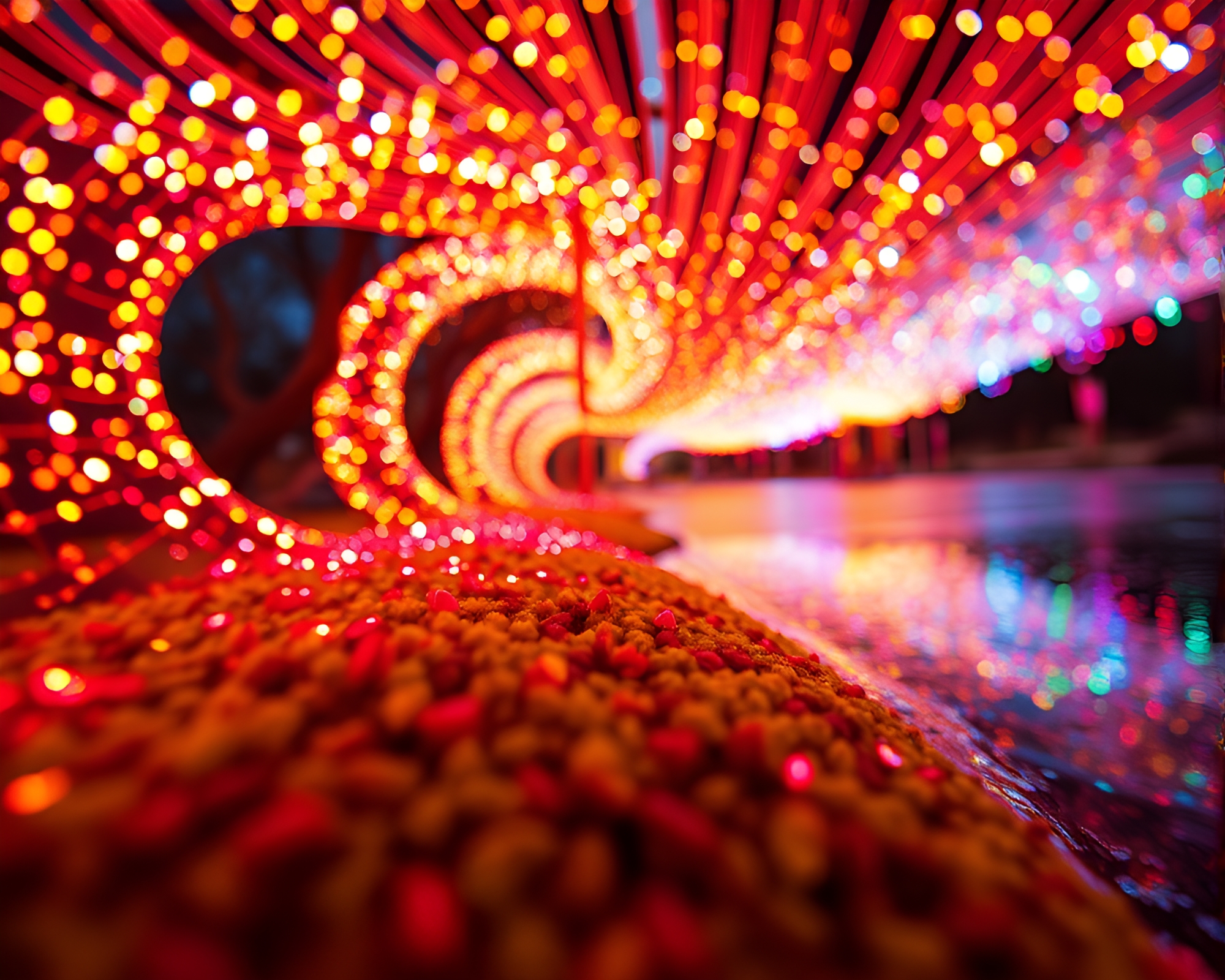 LED Hot Spring Digital Bloom Composition – free AI stock image