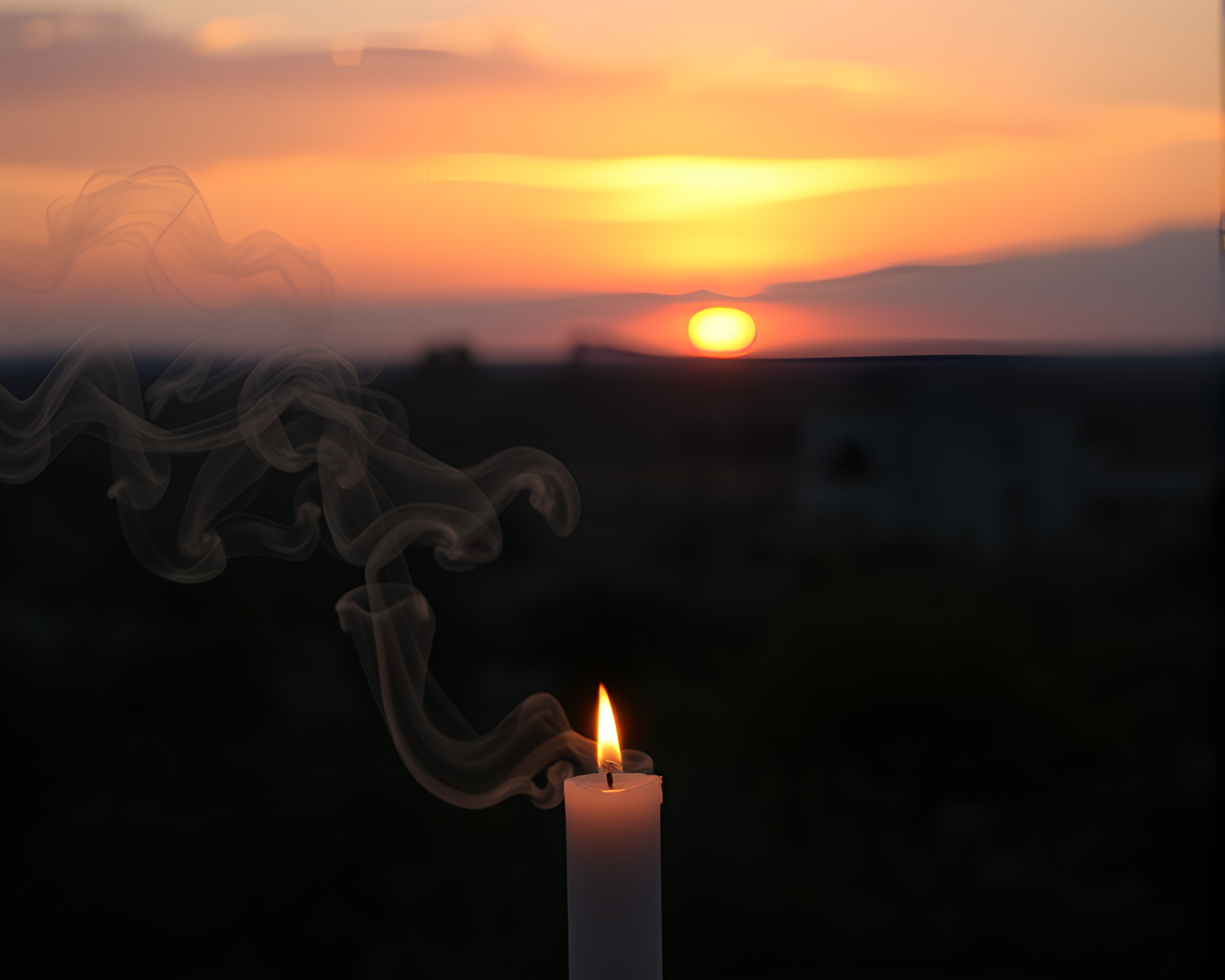 Savanna Sunset Candle Smoke Divisionism Art – free AI stock image