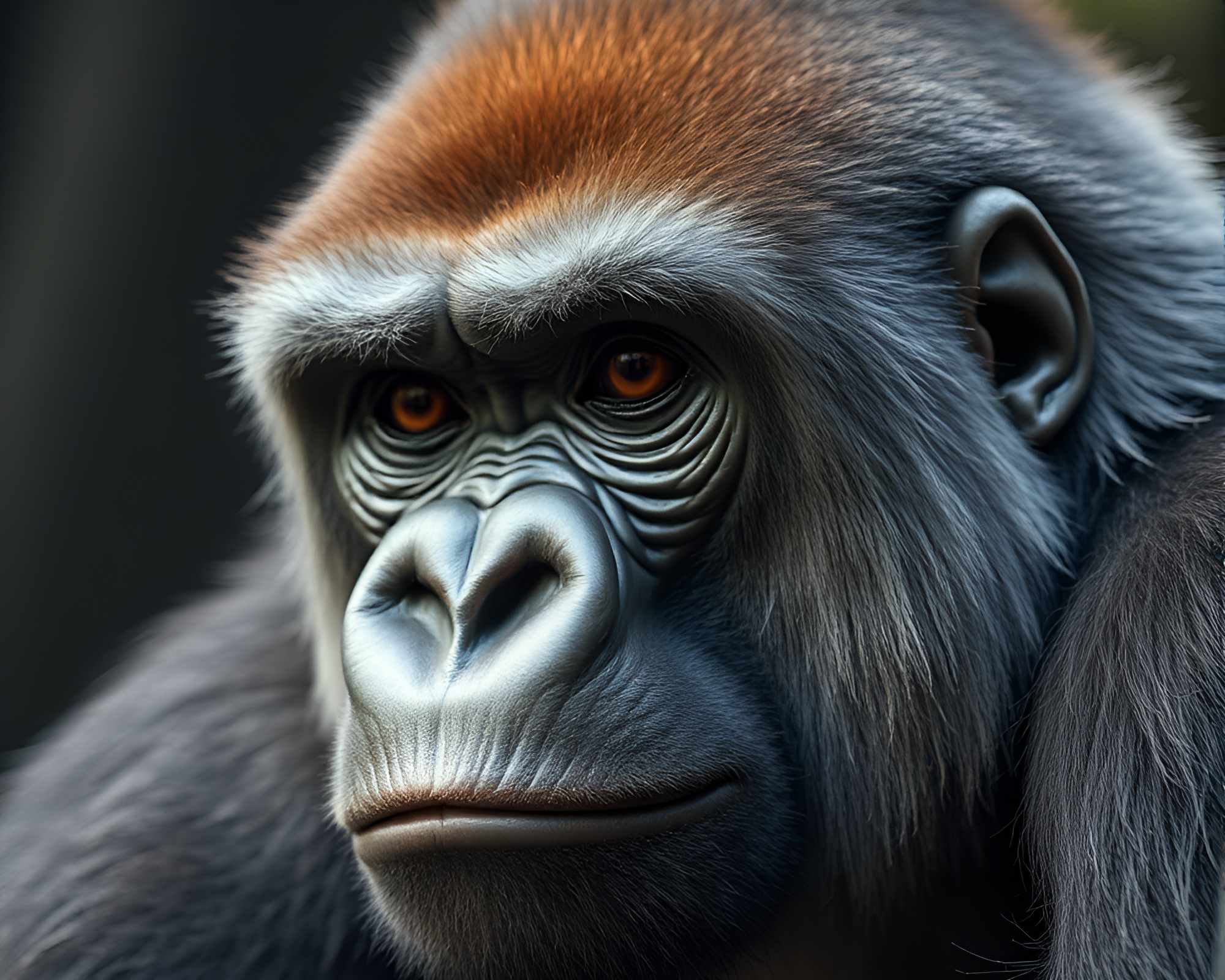 Intense Gorilla Close-Up with Cloth Simulation – free AI stock image