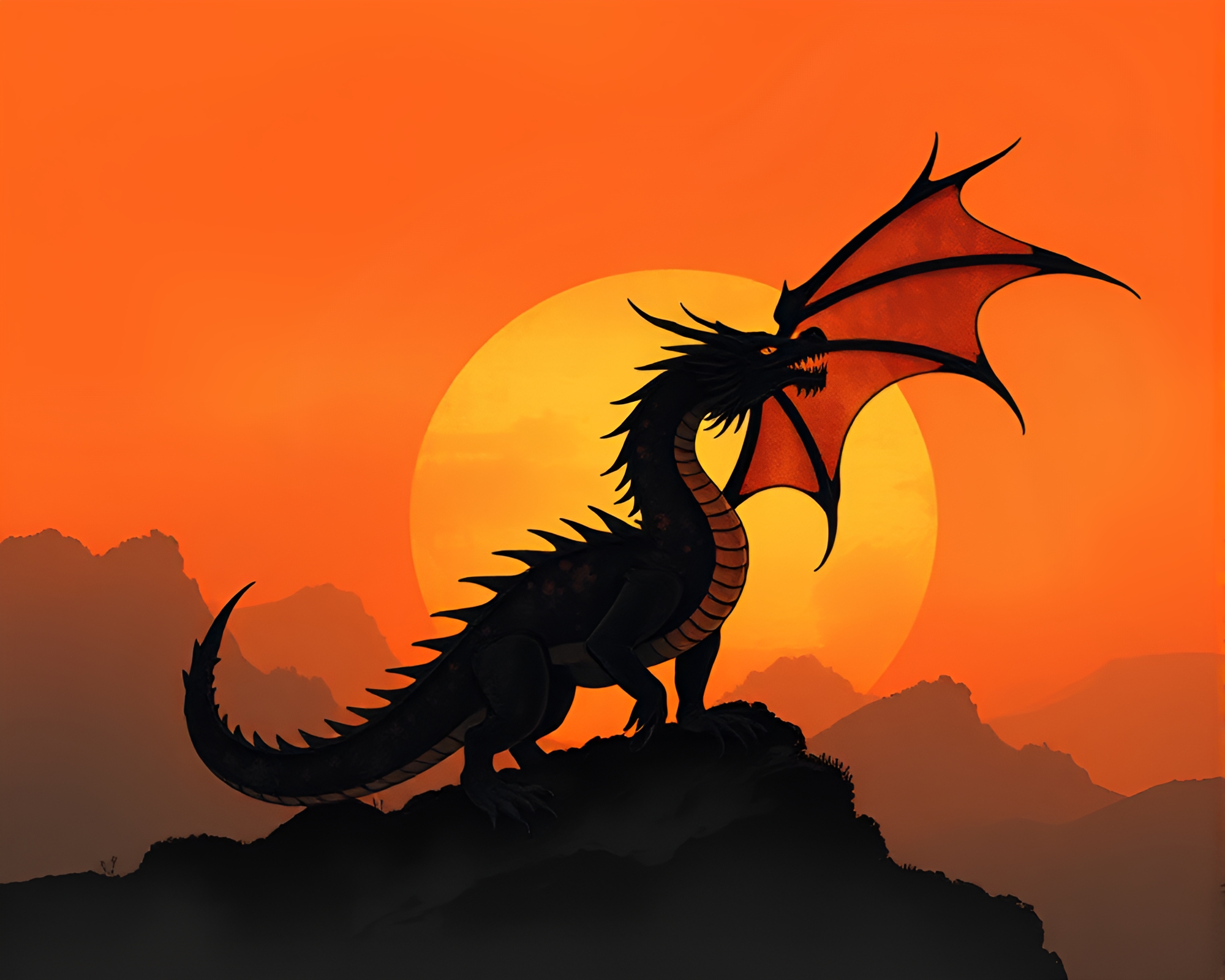 Dragon Charcoal Strokes at Sunset – free AI stock image