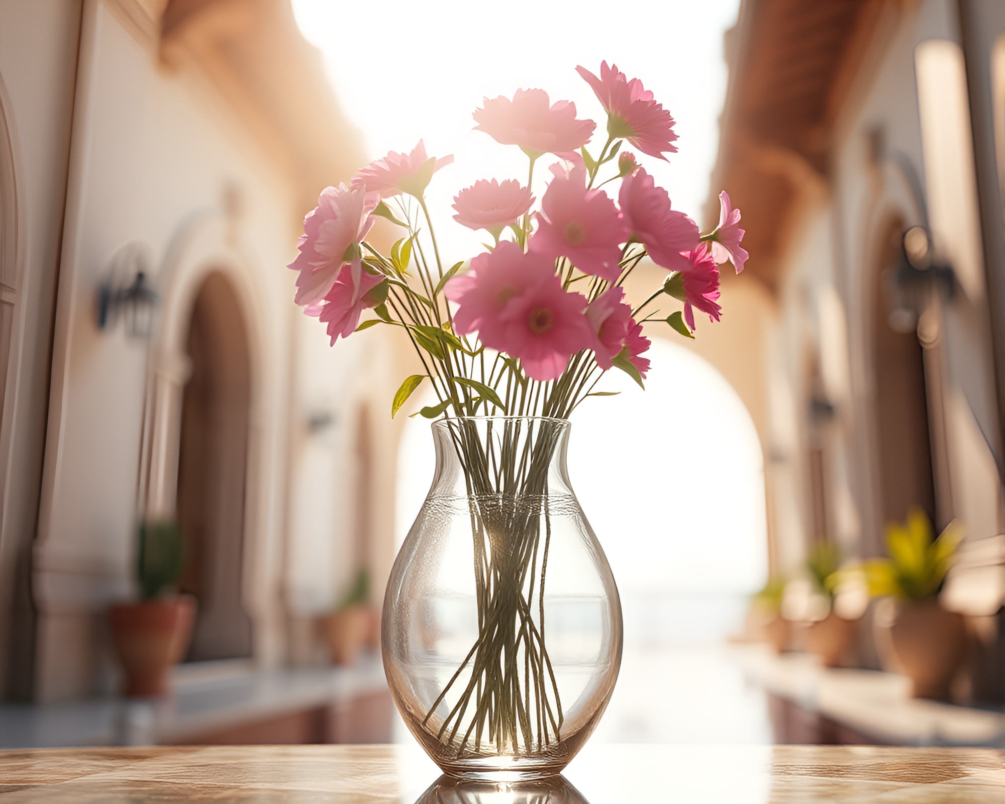 Midday Light Illuminating Architectural Vase Composition – free AI stock image