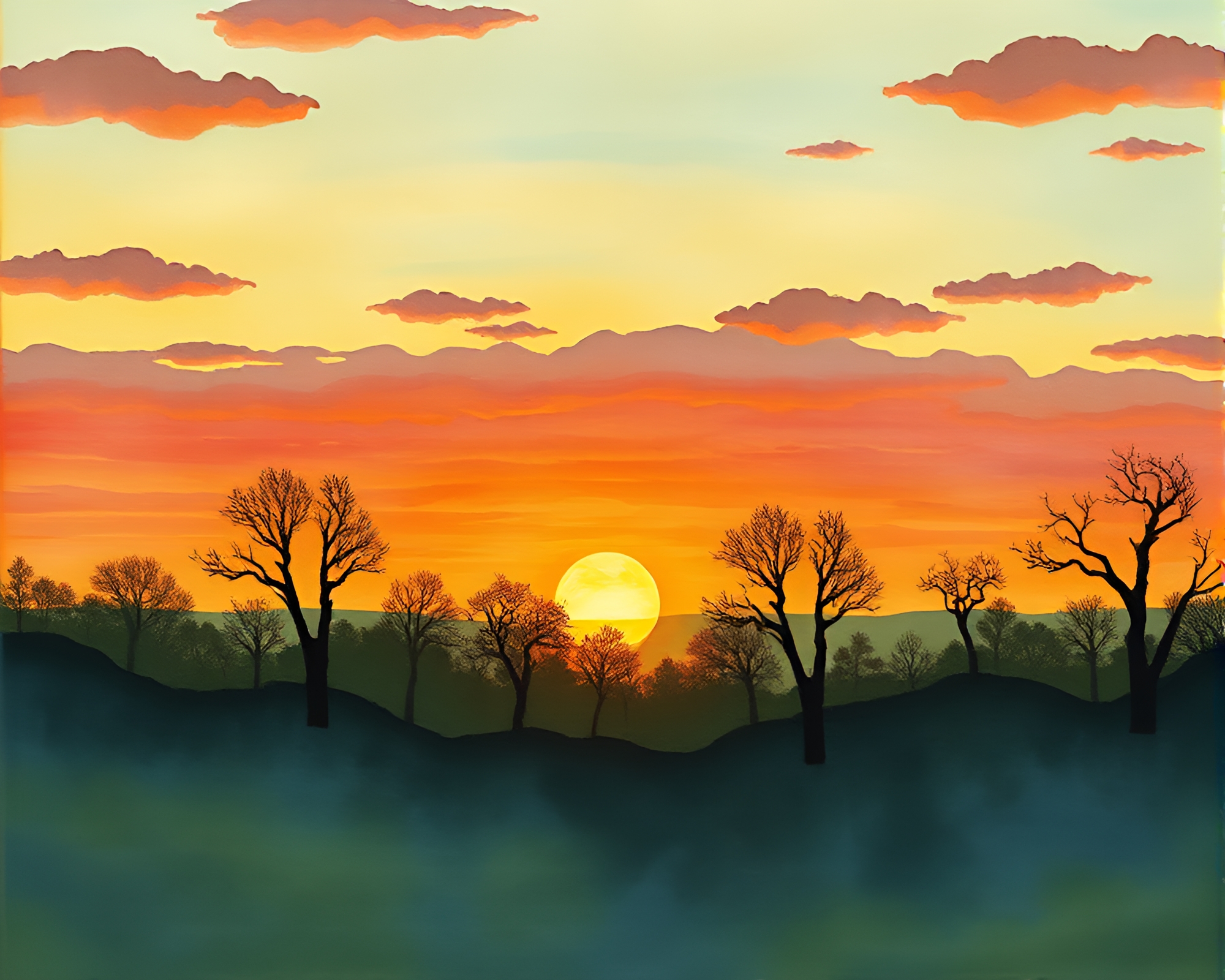 Apple Cider Sunset Over Urban Horizon – free AI stock image