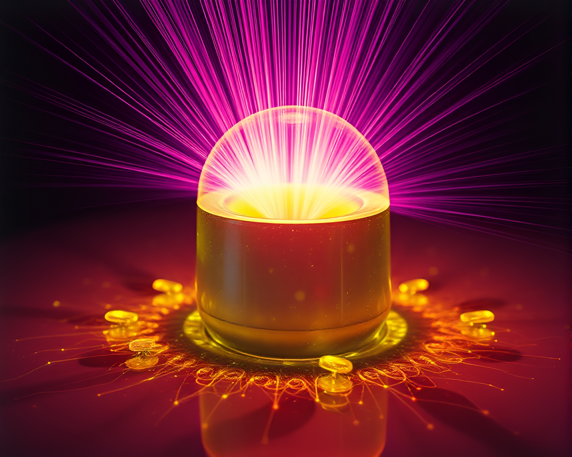 Futuristic Zero-Point Reactor Illuminated by Fiber Optics – free AI stock image