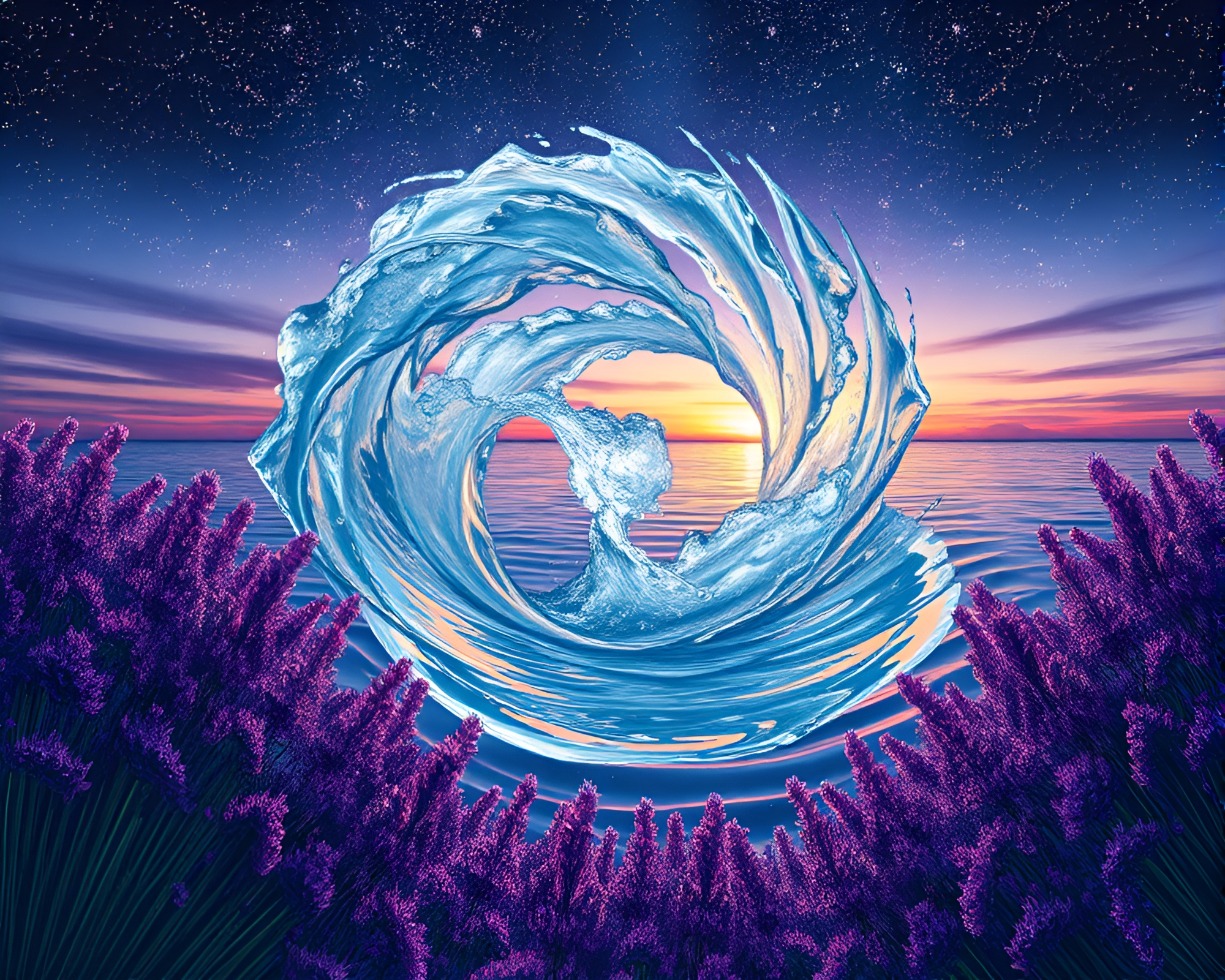 Water Whirlpool Time Vortex: Lavender Twilight Art – free AI stock image