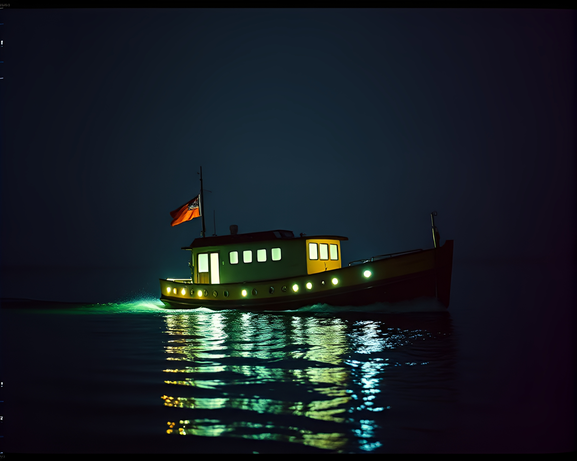 Mesmerizing Hydrofoil Boat in Digital Bloom Lights – free AI stock image