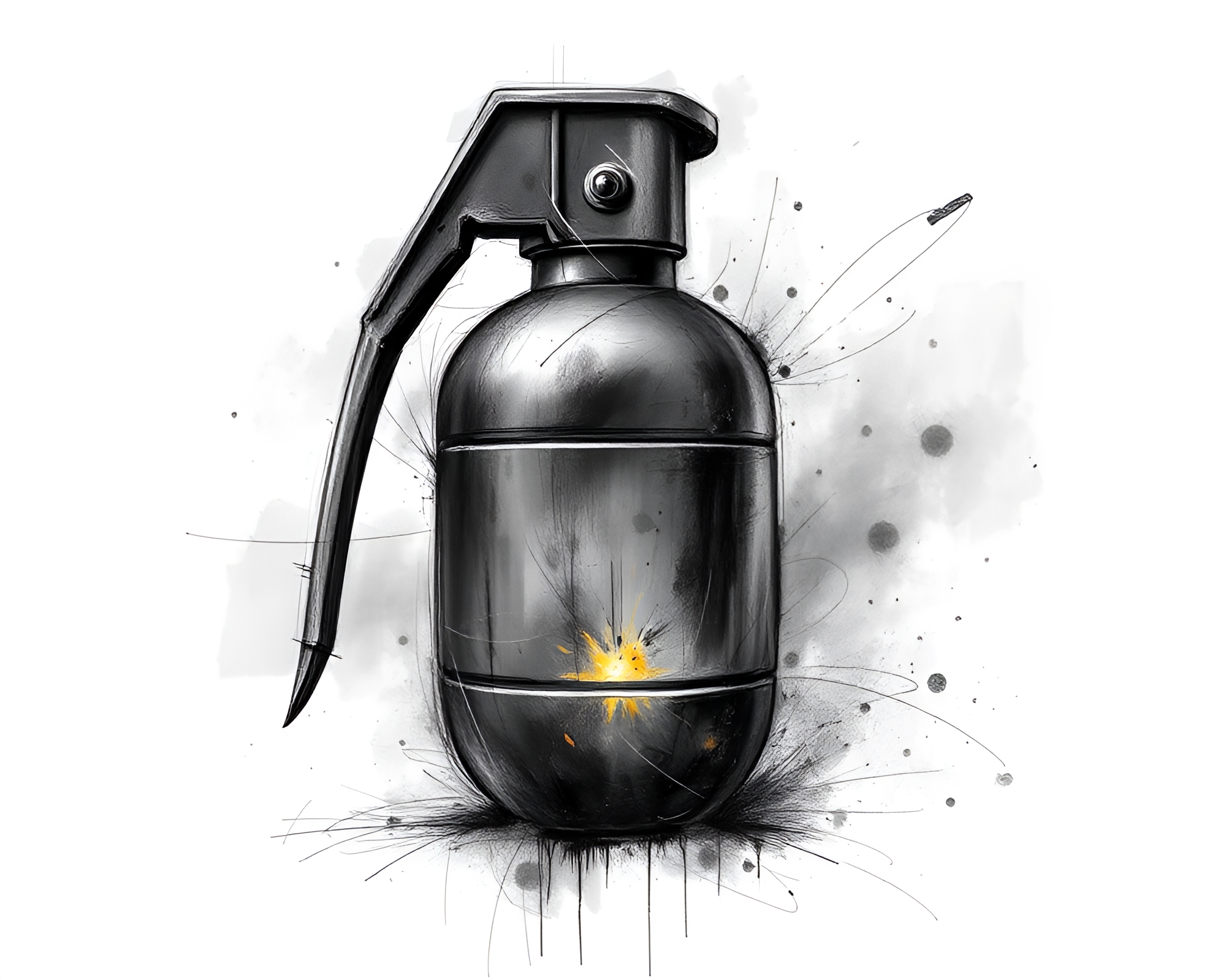 Antimatter Grenade Explosion in Misty Dawn Charcoal Sketch – free AI stock image