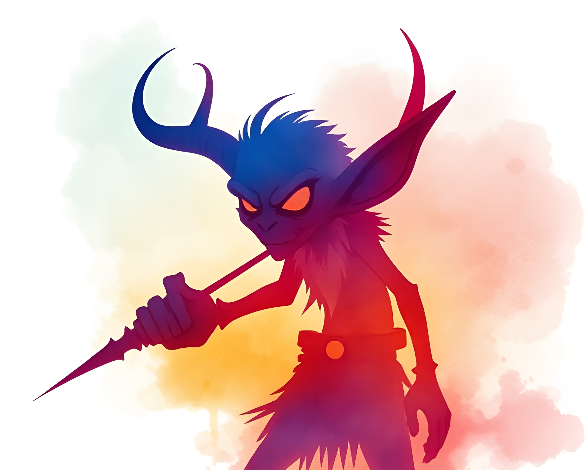 Goblin Silhouettes: Watercolor Retro Fantasy Art – free AI stock image