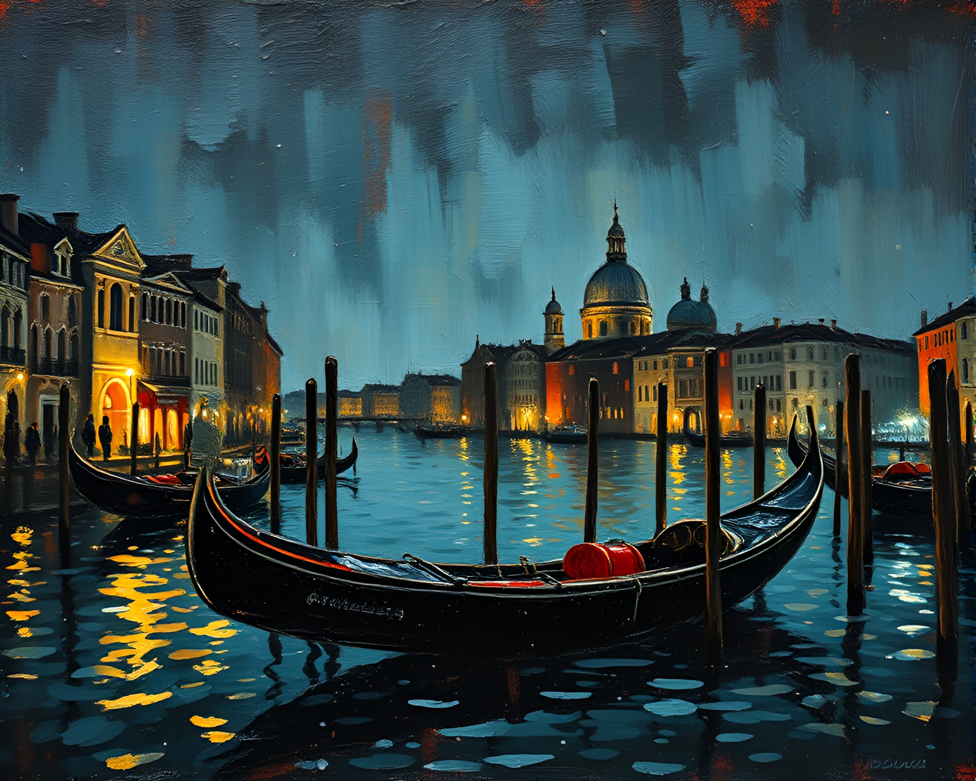 Enchanting Gondola Lift in Chiaroscuro Oil Impasto Style – free AI stock image
