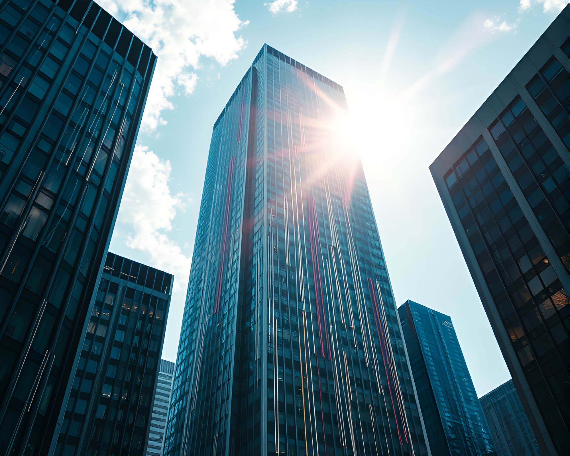 Urban Splatter: Bright Skyscraper with Spray Paint Drips – free AI stock image