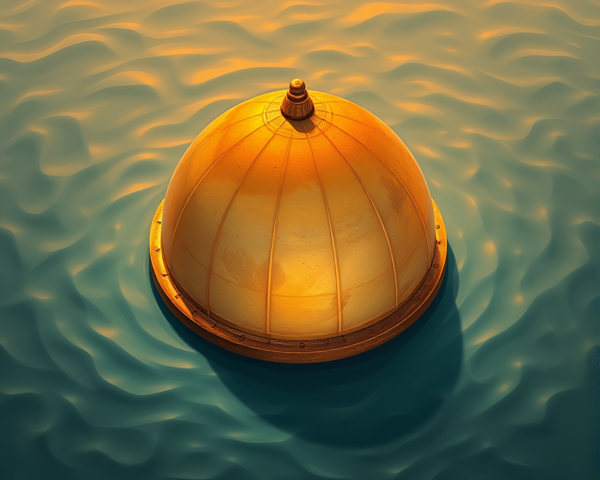 Bronze Patina Underwater Dome: Isometric Illustration – free AI stock image