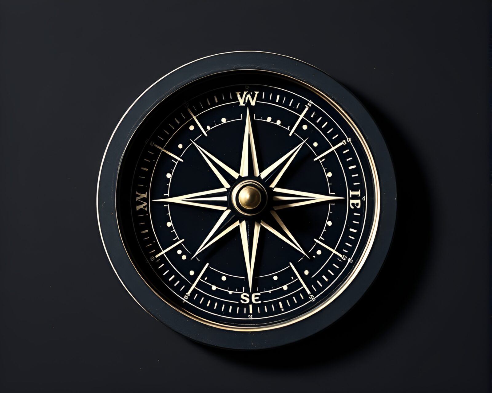 Fantastical manga-style image of compass in sapphire tones