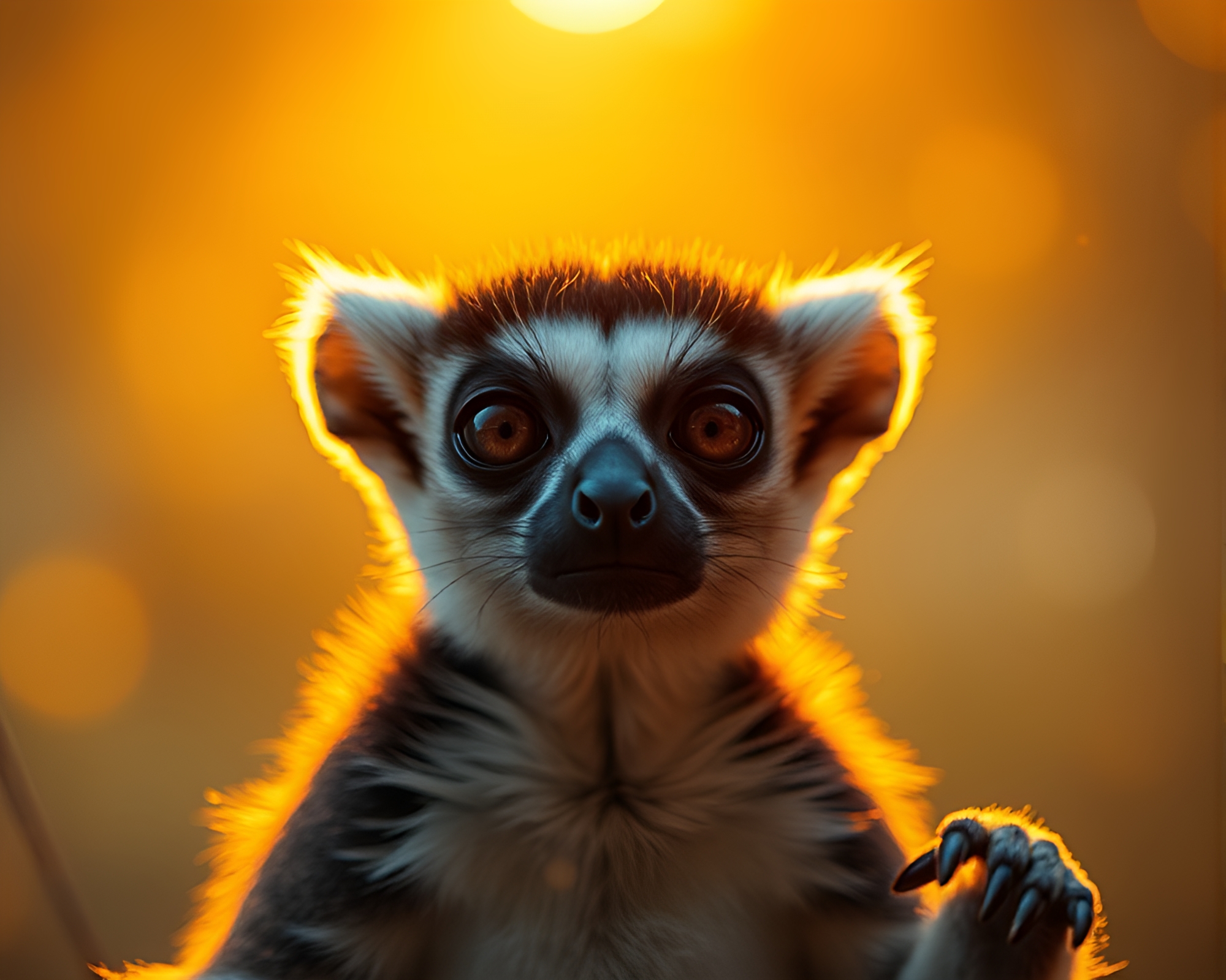 Mystical Lemur with Lens Distortion Sorcery Glow – free AI stock image