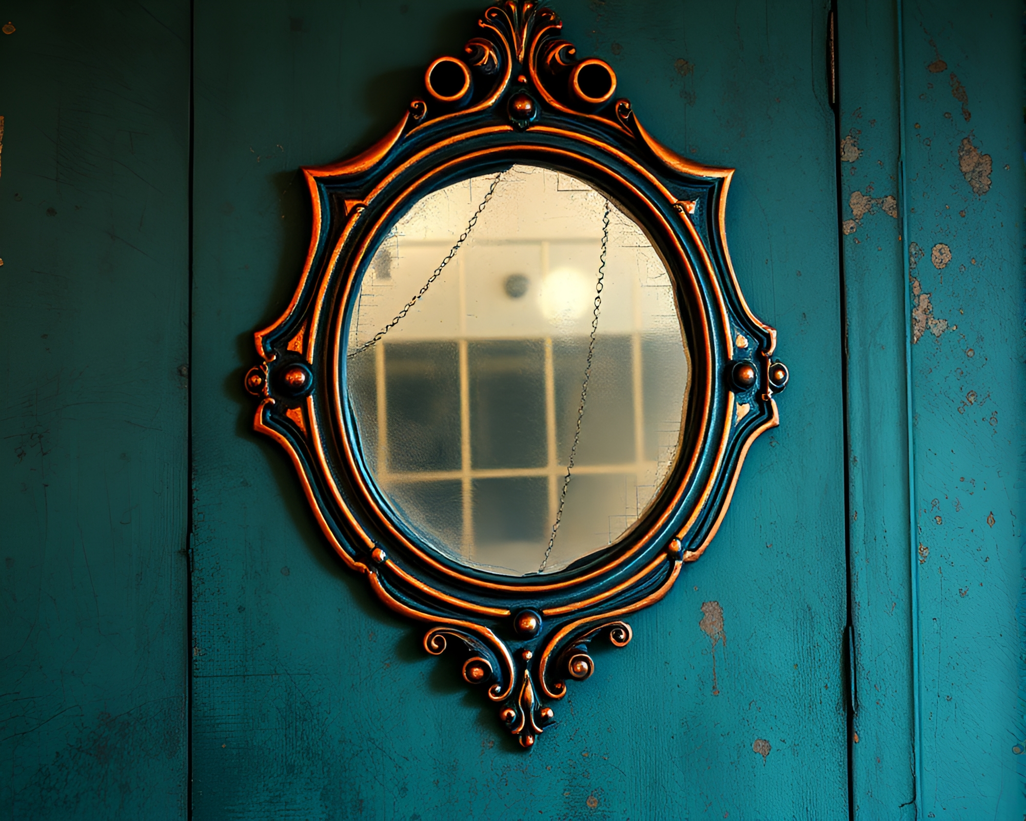 Cubist Copper Verdirgis Haunted Mirror Pixelated Light – free AI stock image