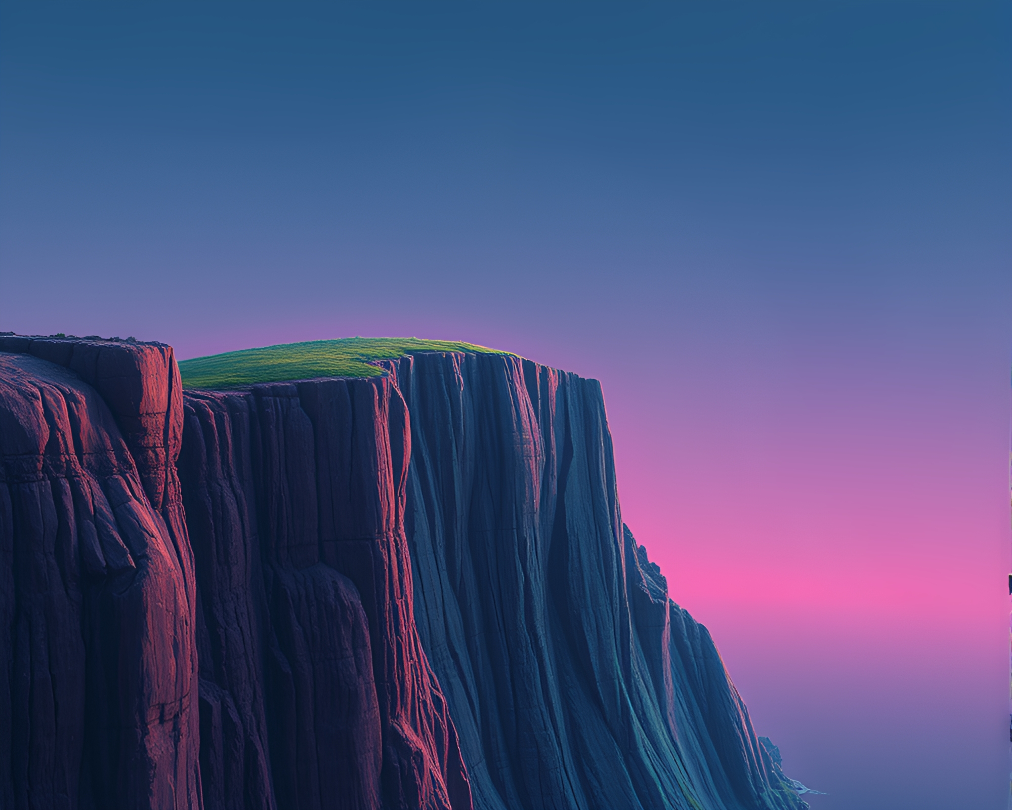 Cliffside Sunset Glow Overlooking Pastel Neon Lights – free AI stock image