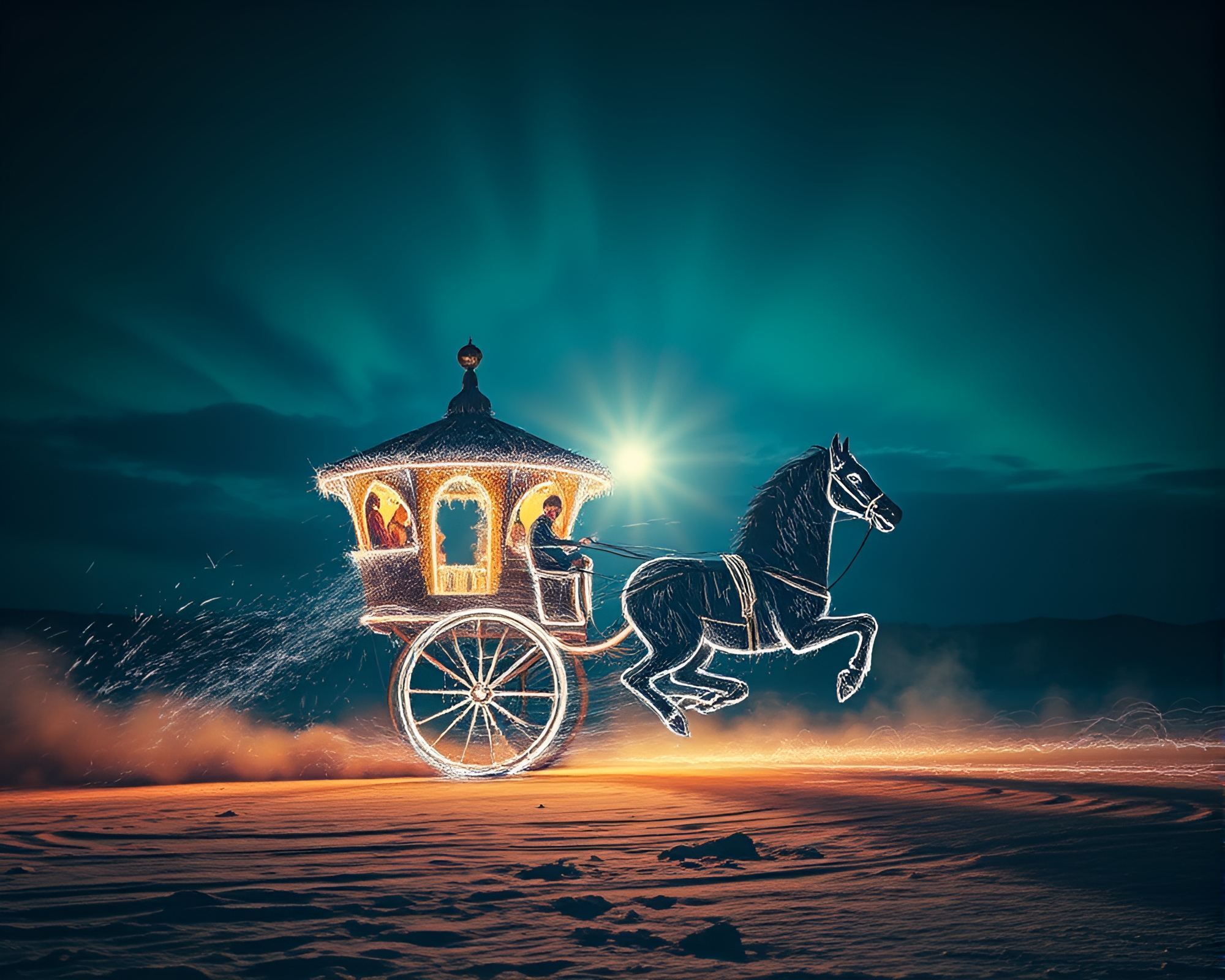 Chalk Chariot Racing at Polar Twilight – free AI stock image