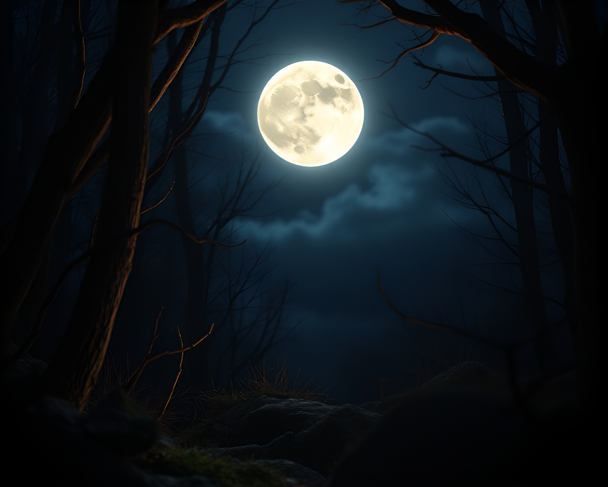 Moonlit Wolf in Theatrical Spotlight Frame – free AI stock image