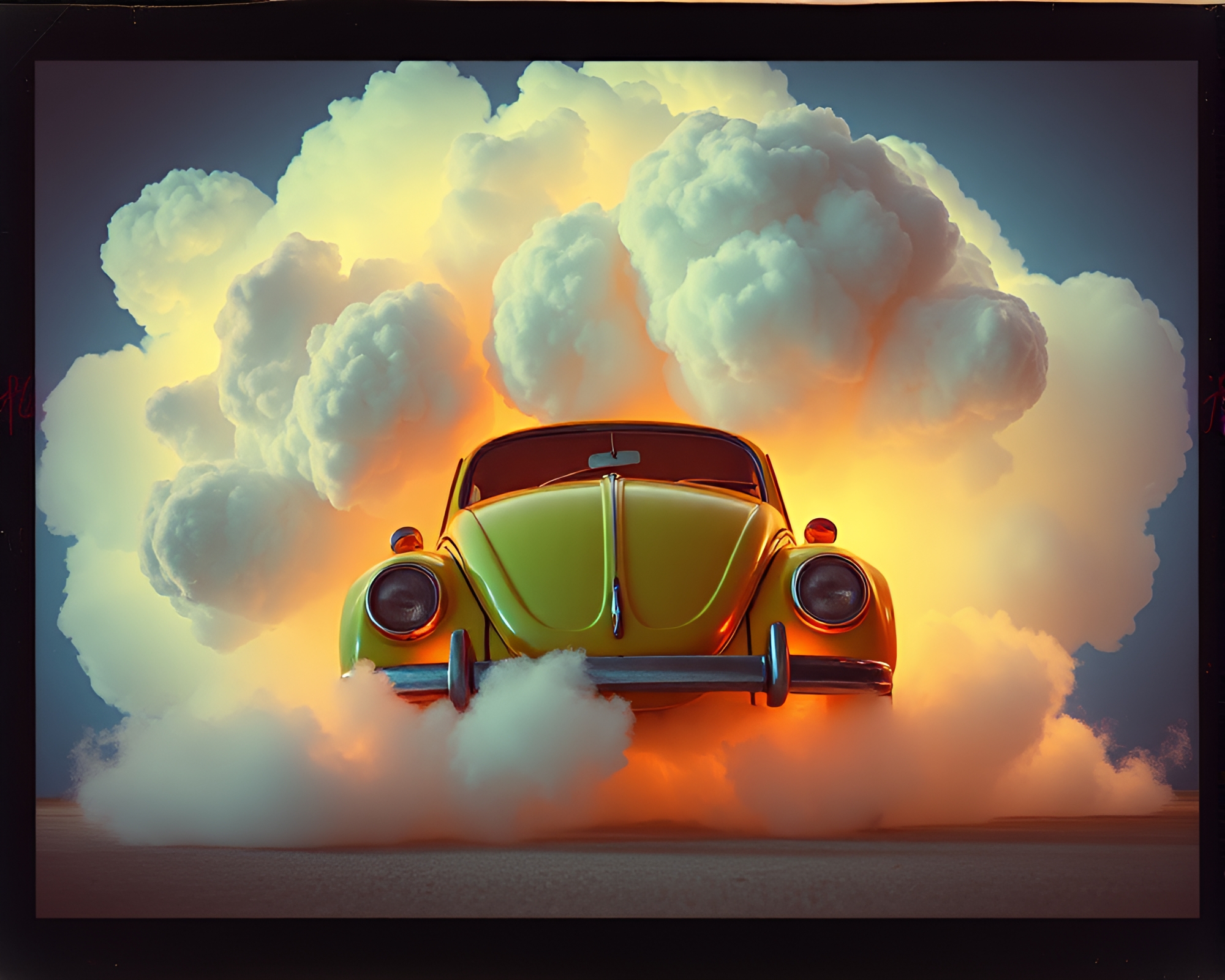 Explosive Beetle Illuminated in Vintage Neon Light – free AI stock image