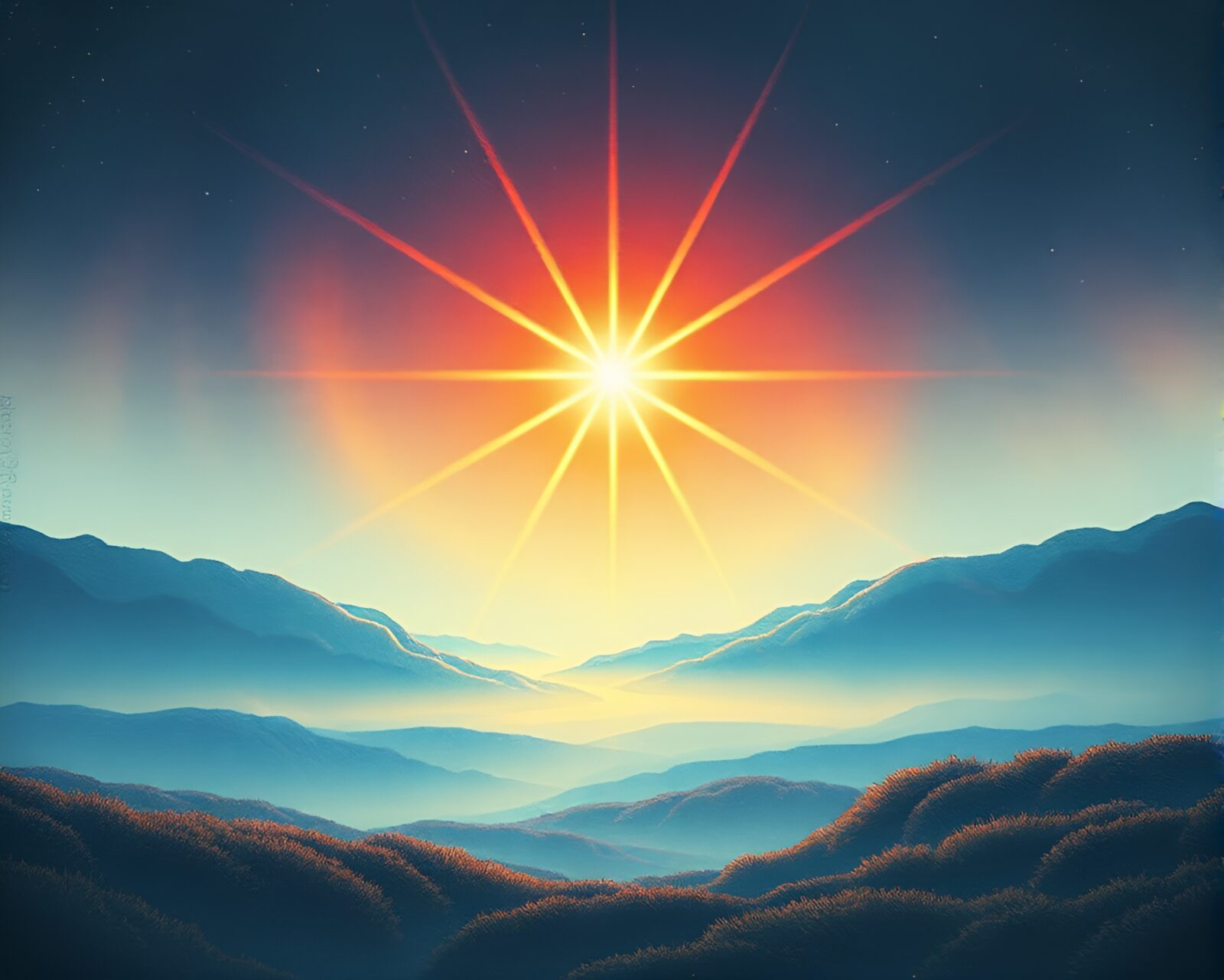 Soft focus background of mythical Hydra in colorful starburst hues