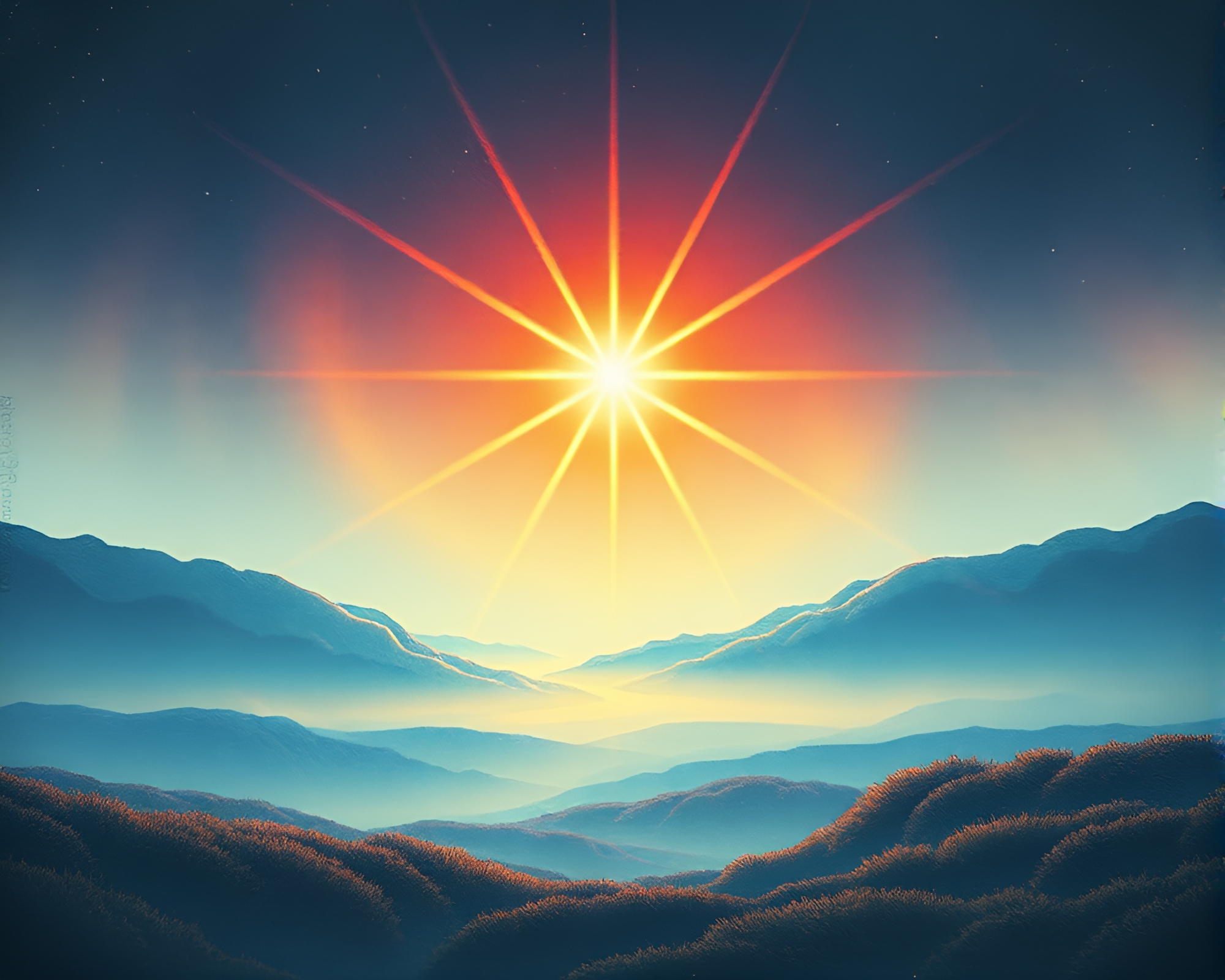 Ethereal Hydra in Starburst Landscape Etching – free AI stock image