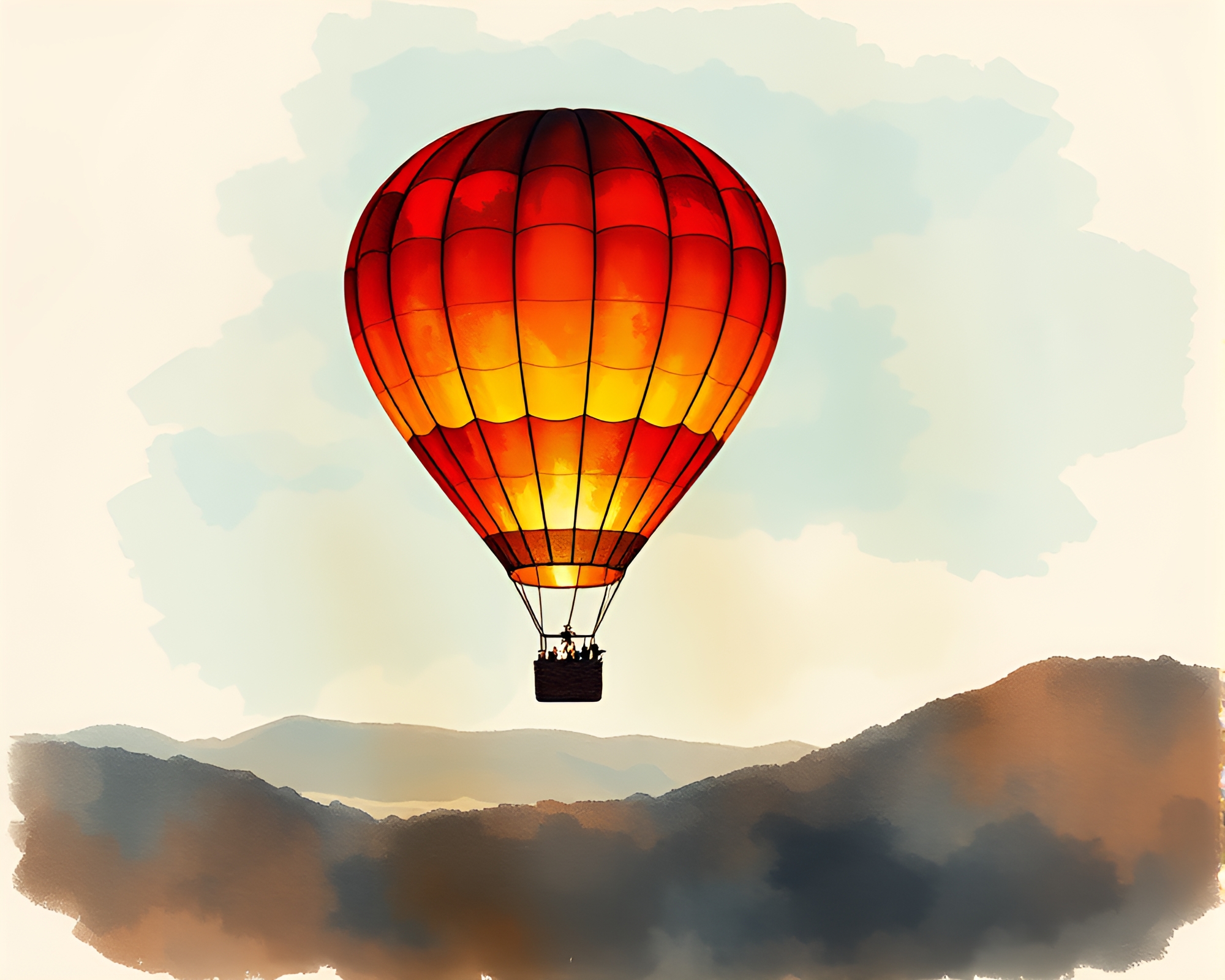 Surreal Hot Air Balloon Escaping Film Burn – free AI stock image