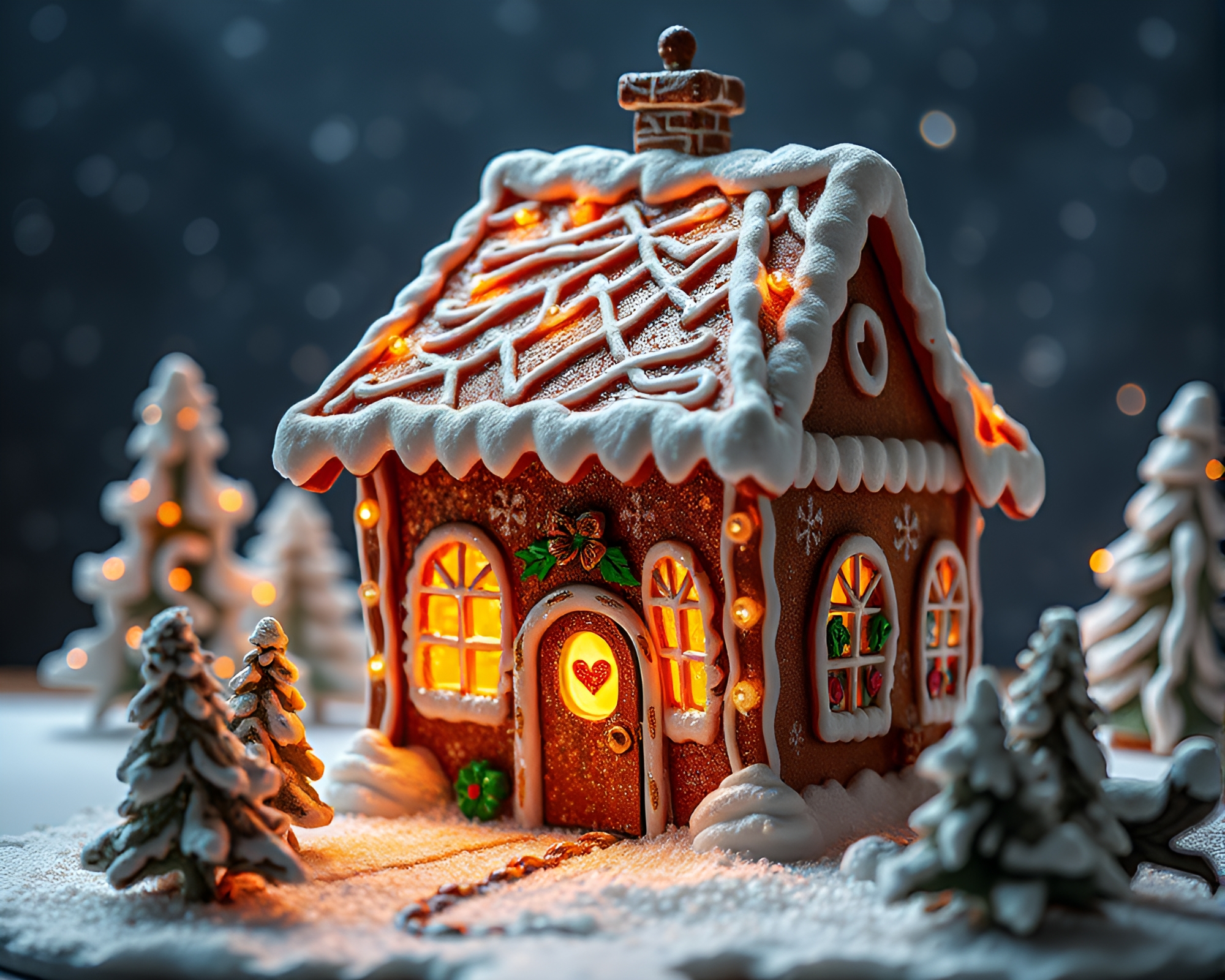 Snow-Kissed Gingerbread House in Paper Cutout Style – free AI stock image