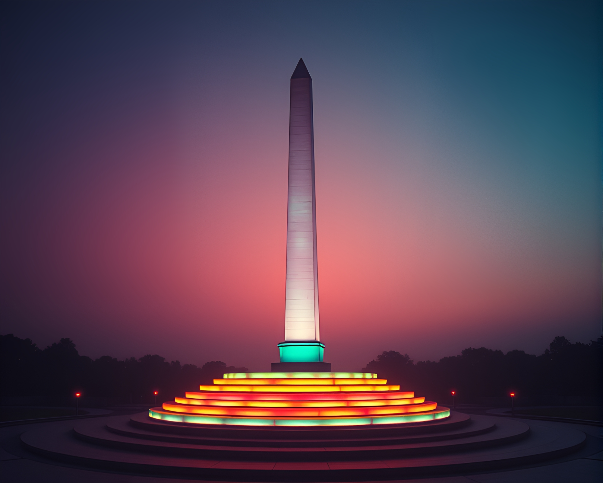Utopian Obelisk: Retrospective Circles – free AI stock image