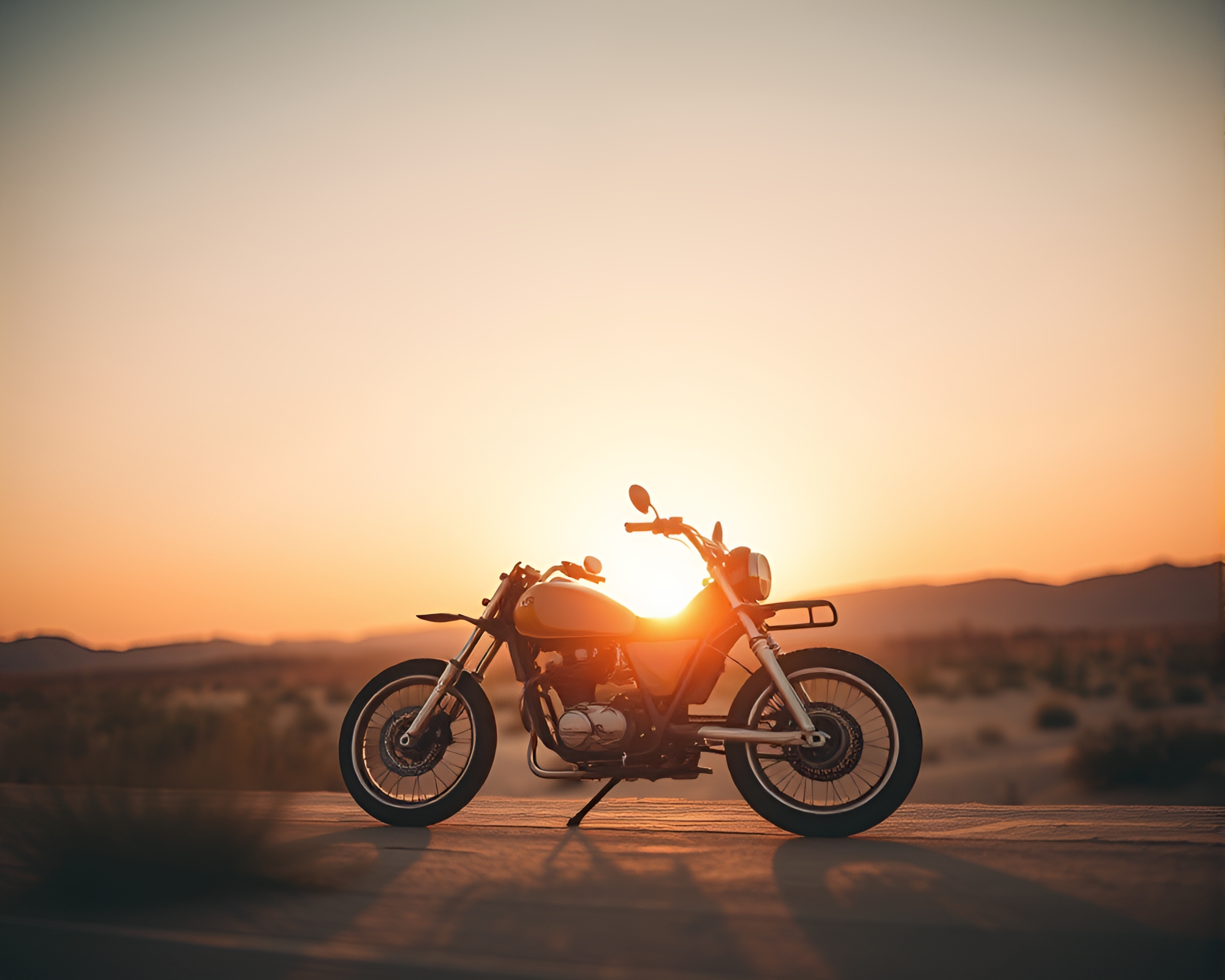 Hoverbike Rider in Desert Sunset – free AI stock image