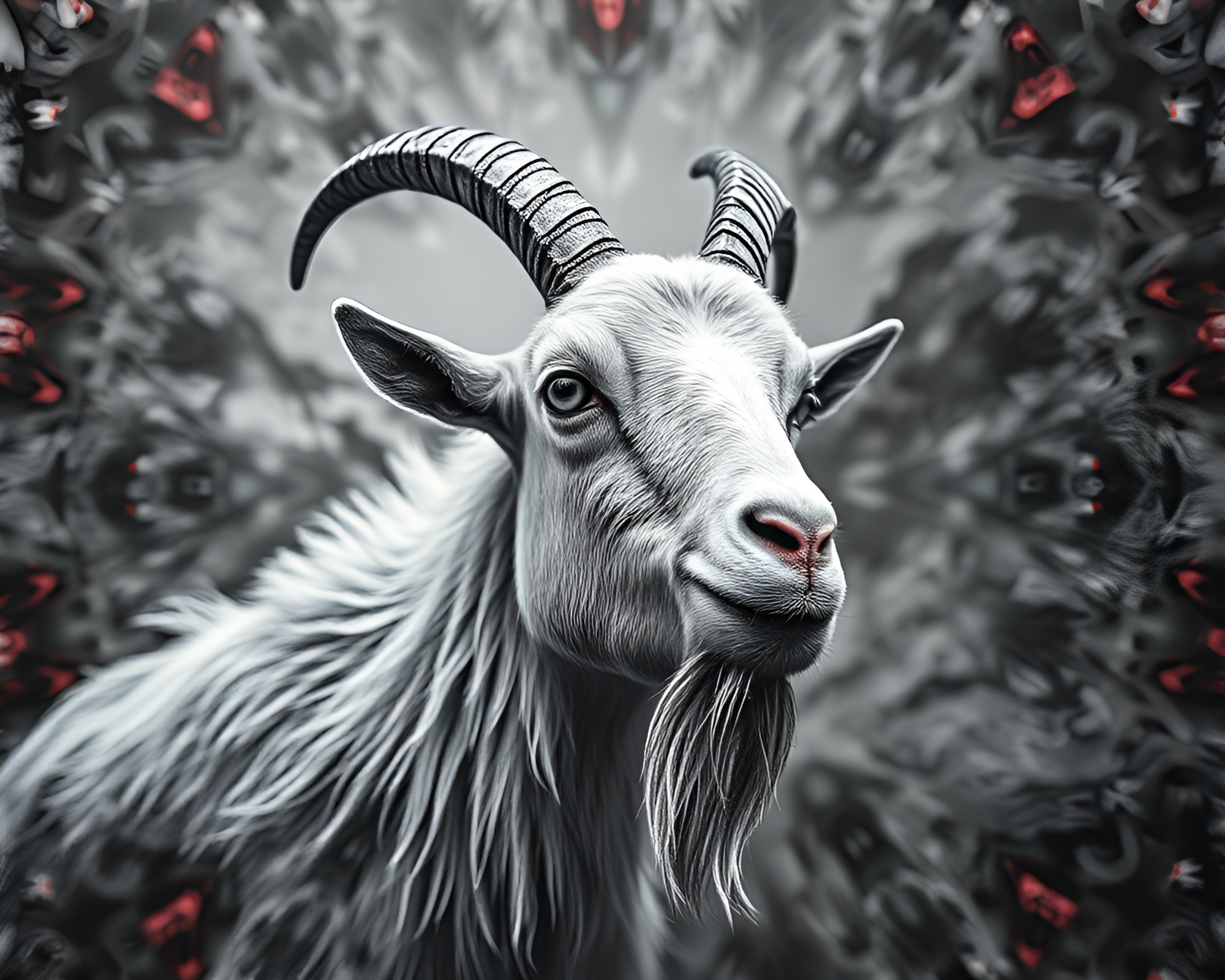 Mountain Goat Chalk Scrawls Kaleidoscope – free AI stock image