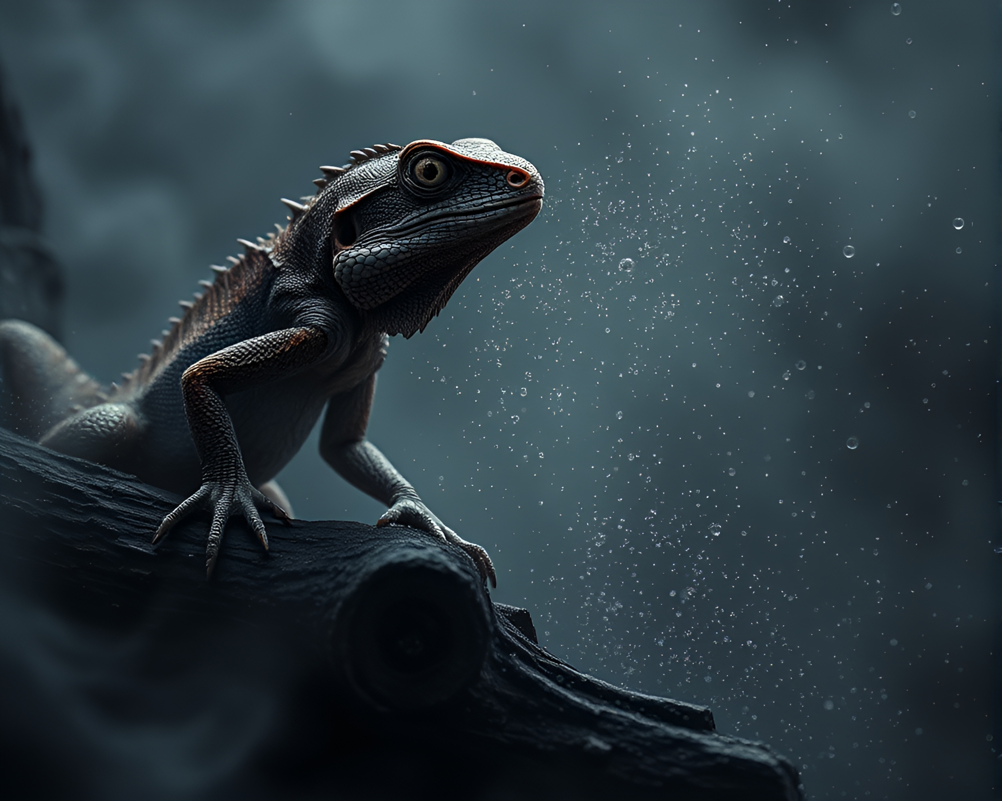 Basilisk Beast Emerging Through Smoky Dust Particles – free AI stock image