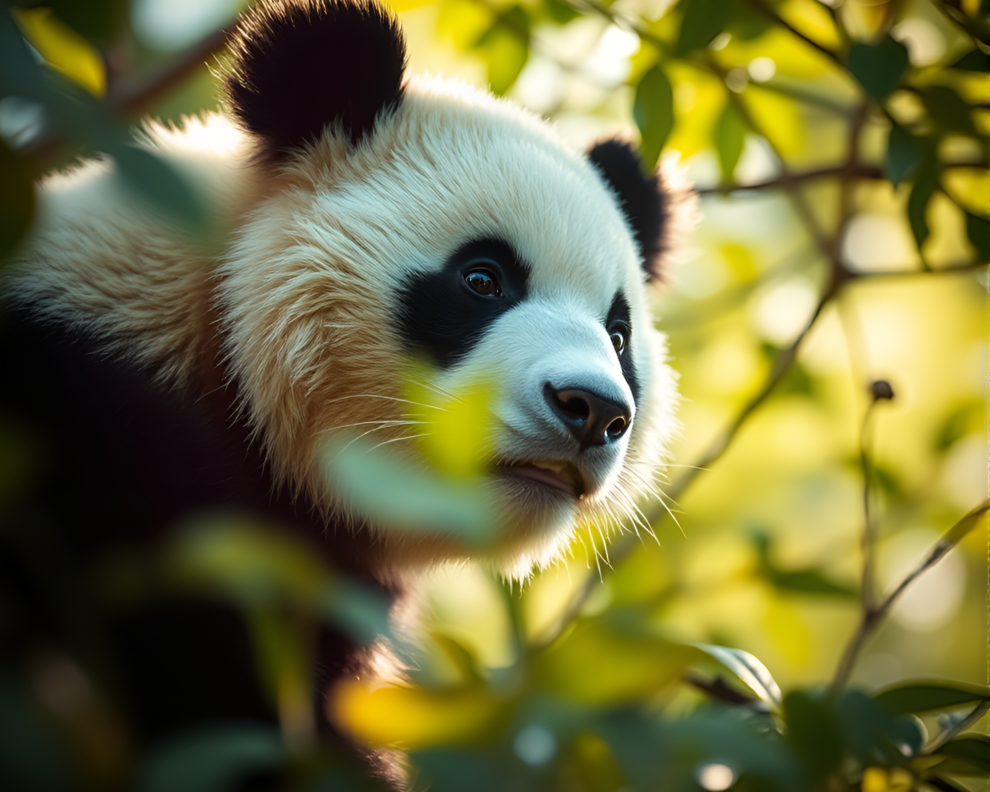 Panda in Dream-Like Vignette with Lens Distortion – free AI stock image
