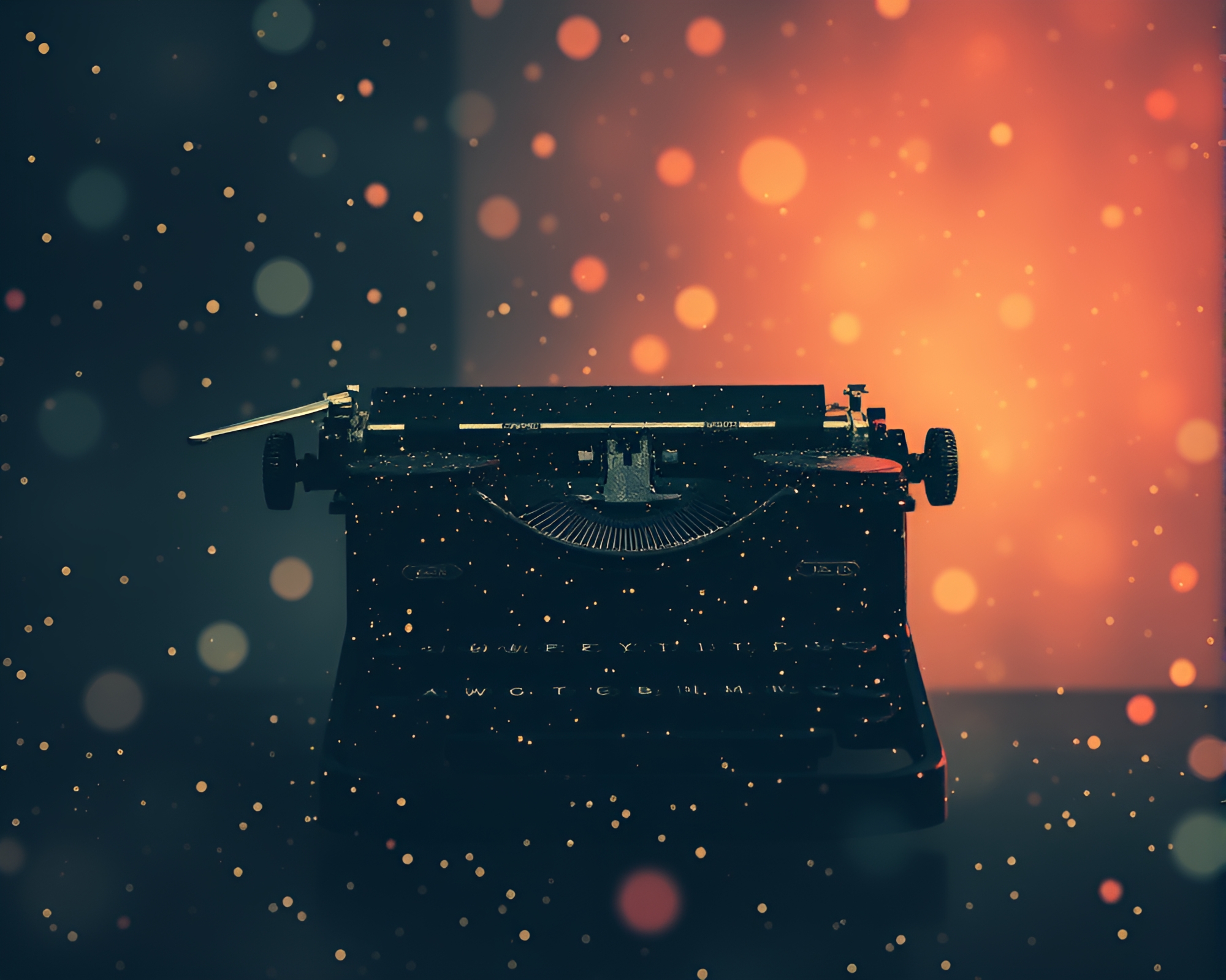 Vintage Typewriter in Dreamy Screenprint Dots – free AI stock image
