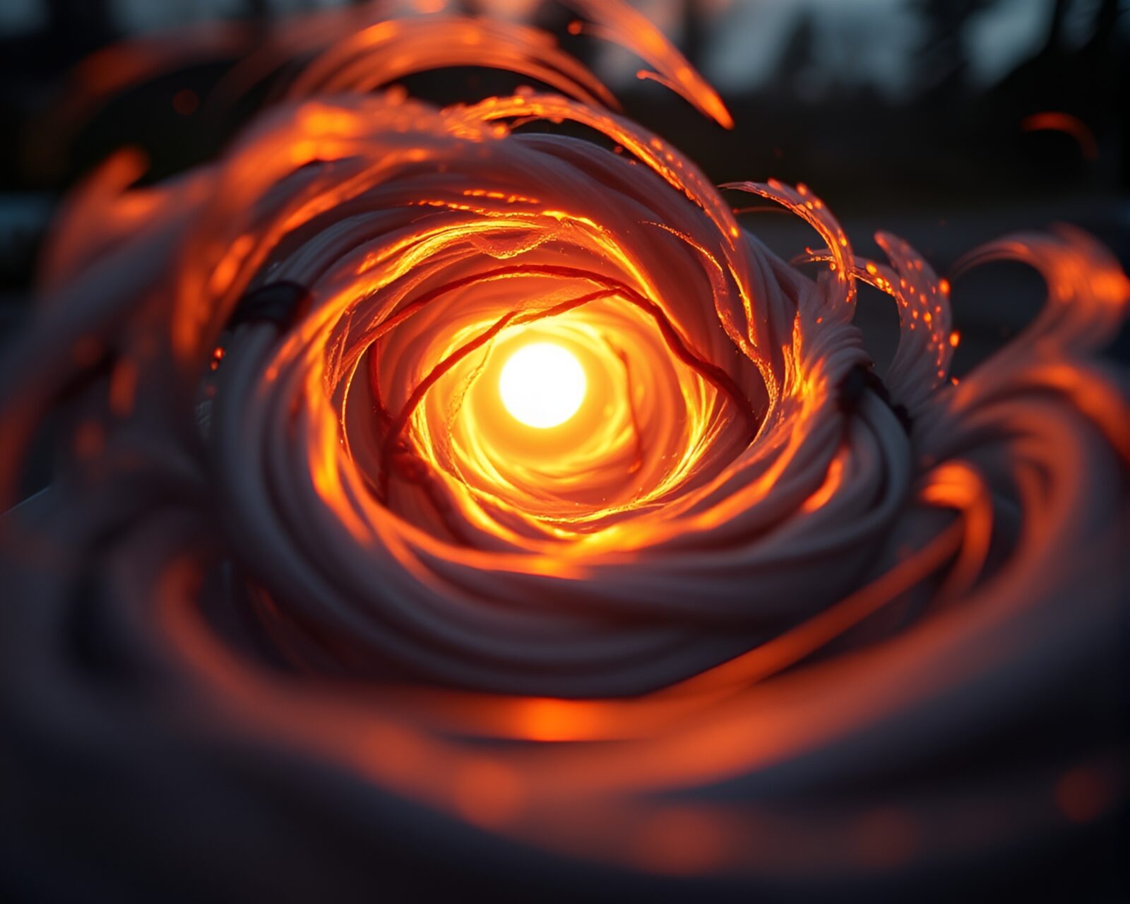Mystical swirling vortex with leather-bound diary in soft focus