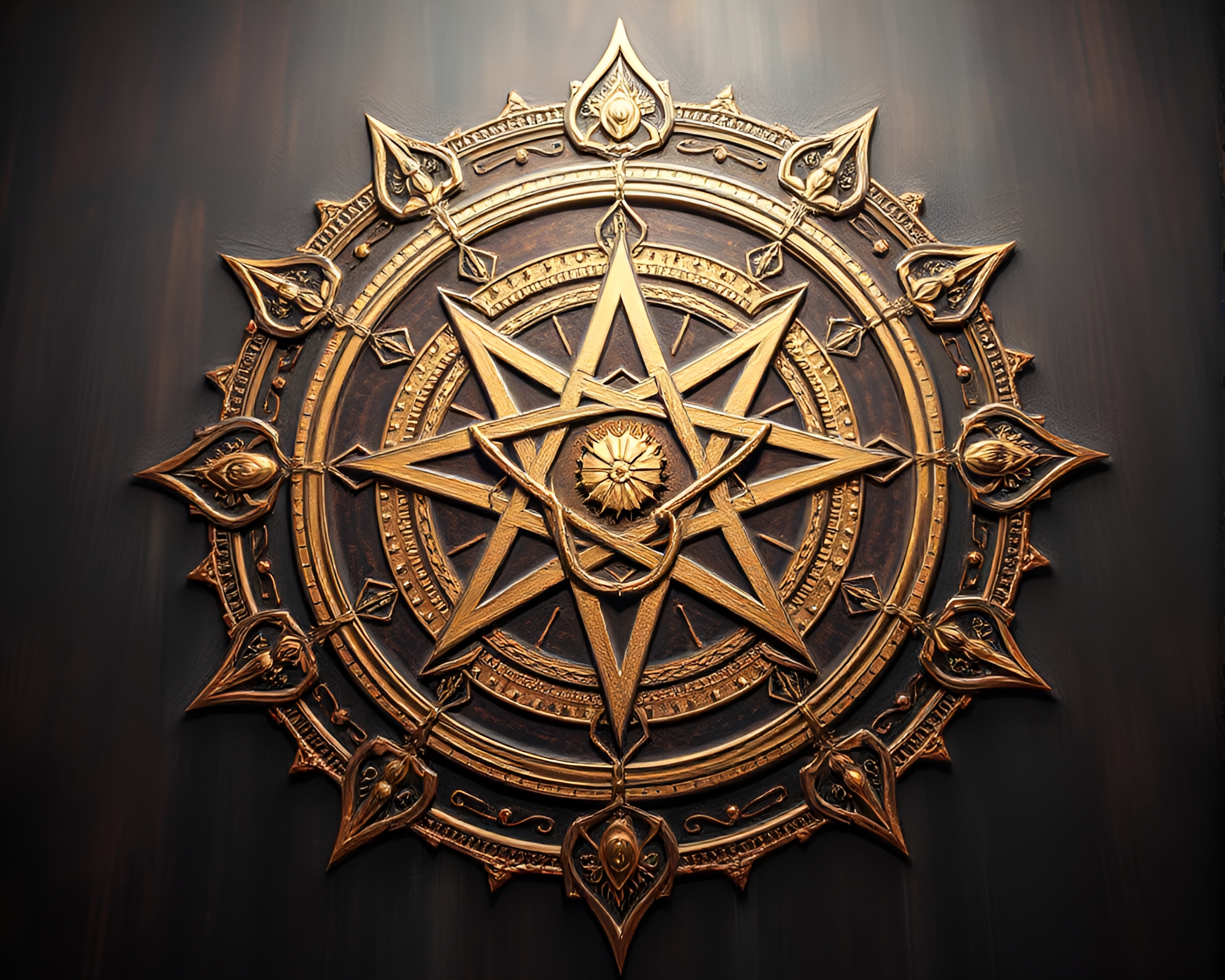 Mystical Esoteric Sigil in Rose Gold Oils – free AI stock image