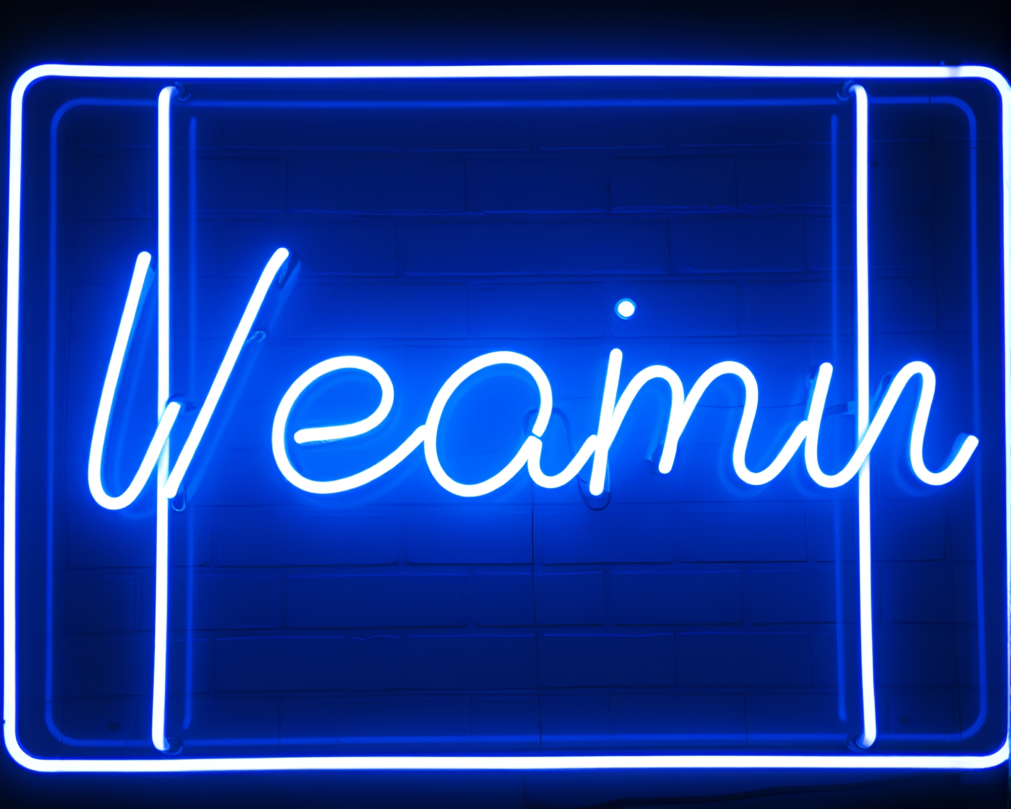 Monochrome Neon Wireframe Disco Sign – free AI stock image