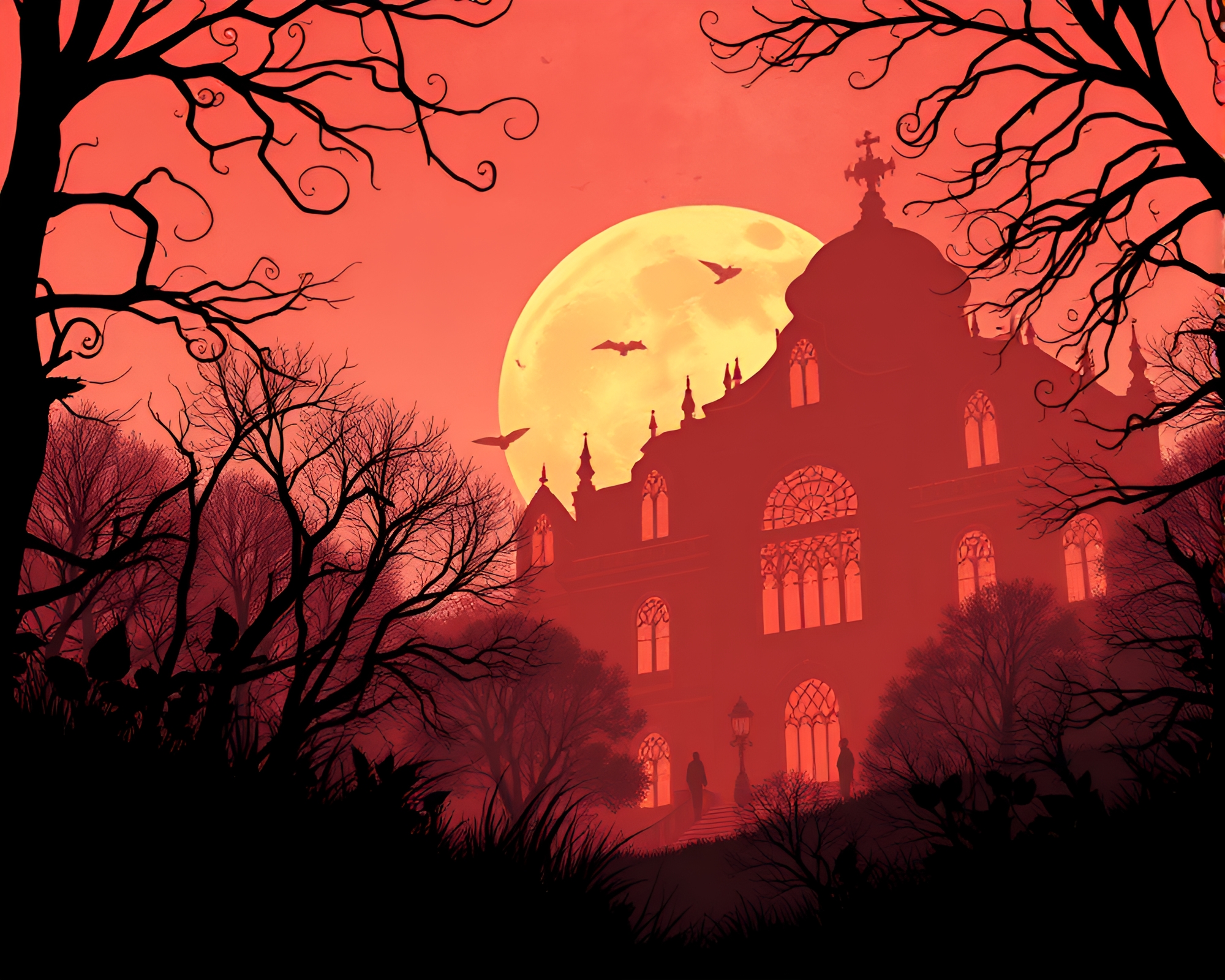 Gothic Rose Gold Silhouette Illustration: Intriguing Foreground Interest – free AI stock image