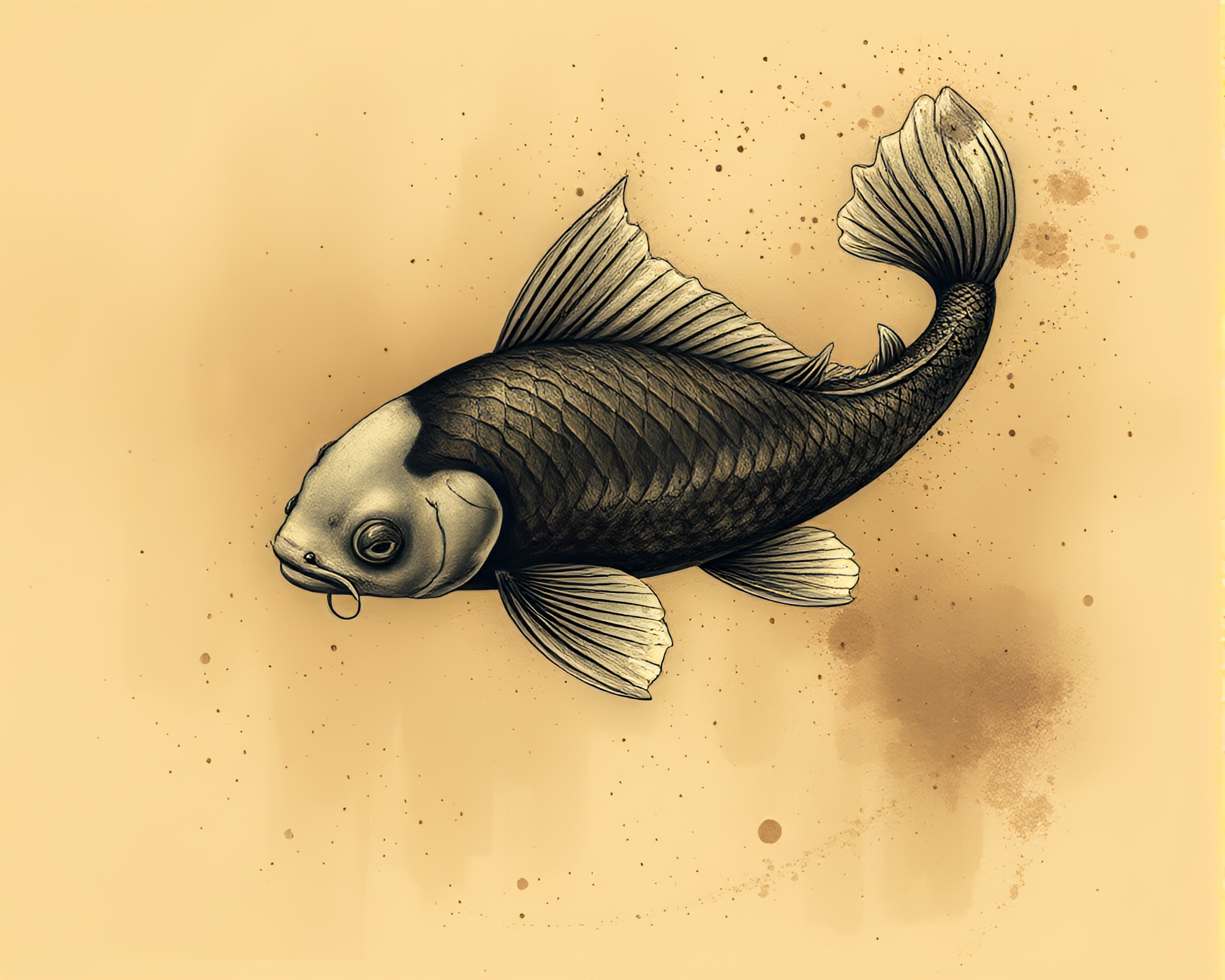 Steampunk Koi in Desaturated Dust – free AI stock image
