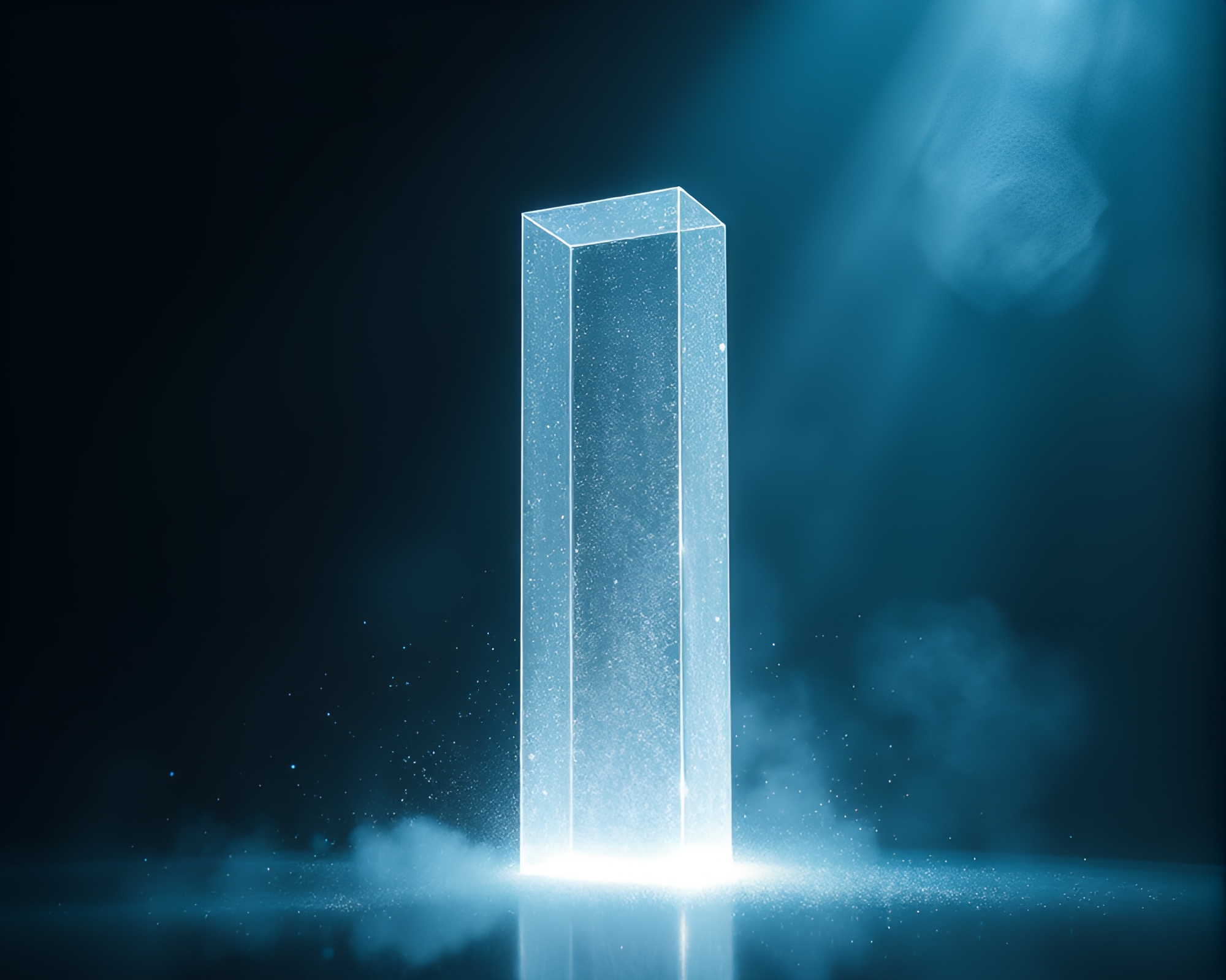 Holographic Monolith: Studio Shot with Dust Motes – free AI stock image