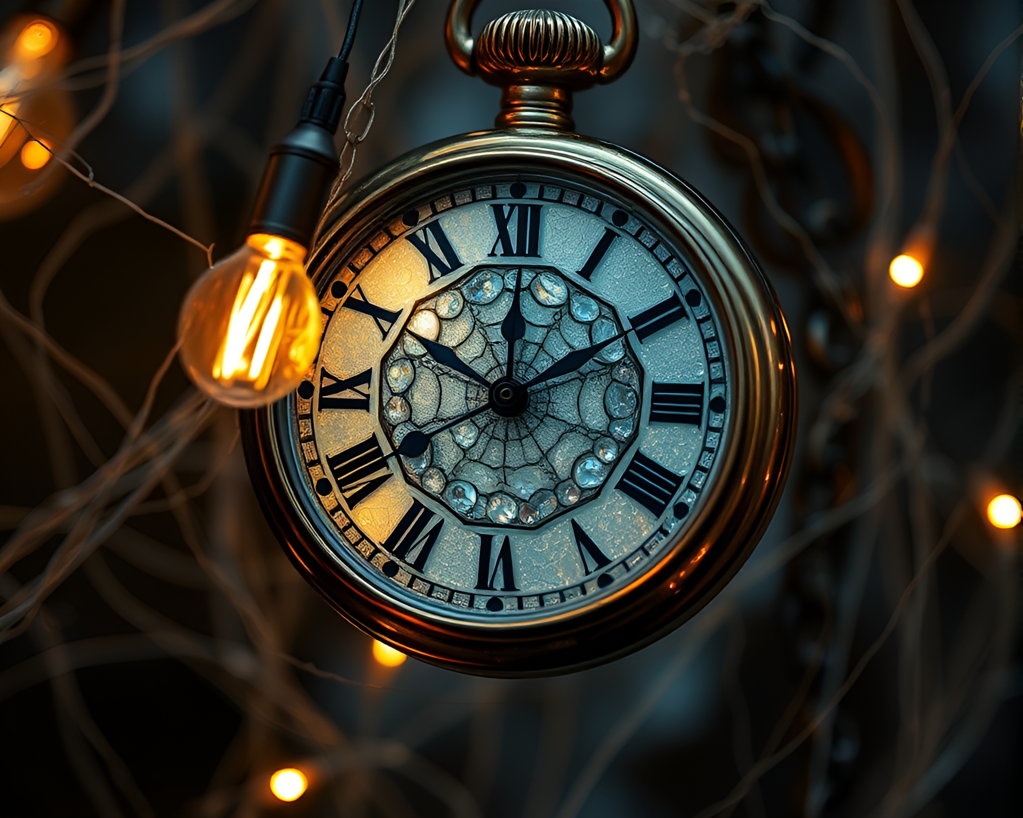 Ethereal Cobweb Pocket Watch Vignette – free AI stock image