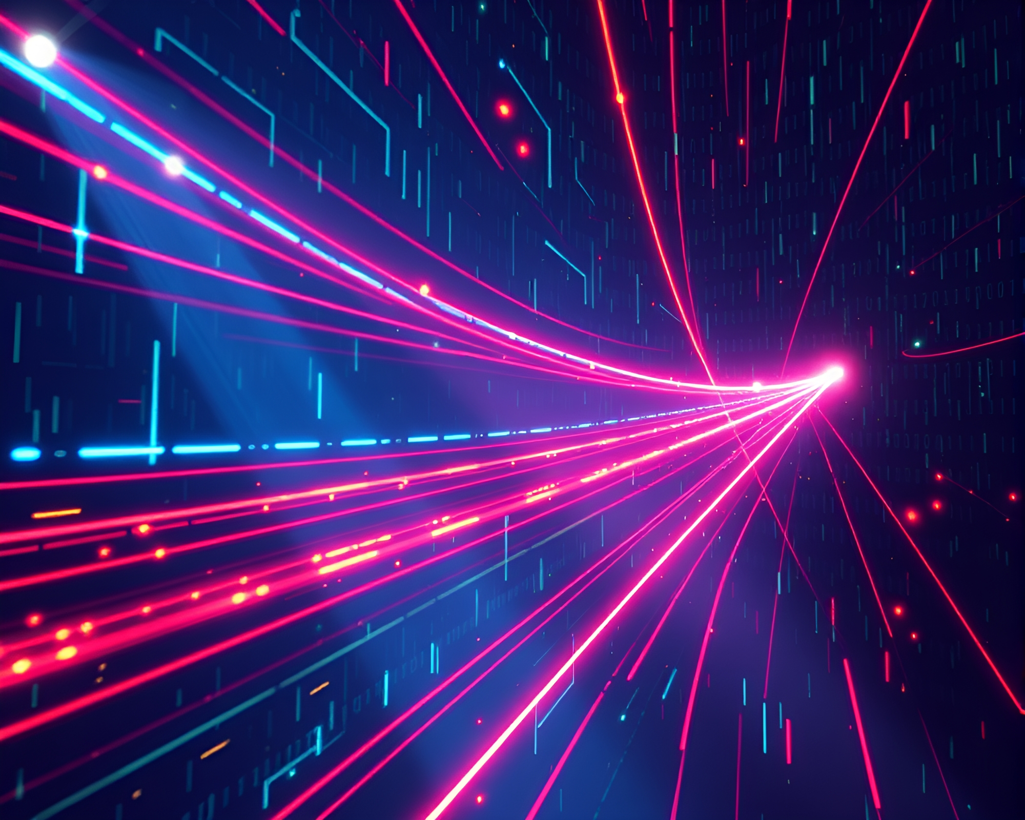 Binary Code Light Trails in Club Strobe Lights – free AI stock image