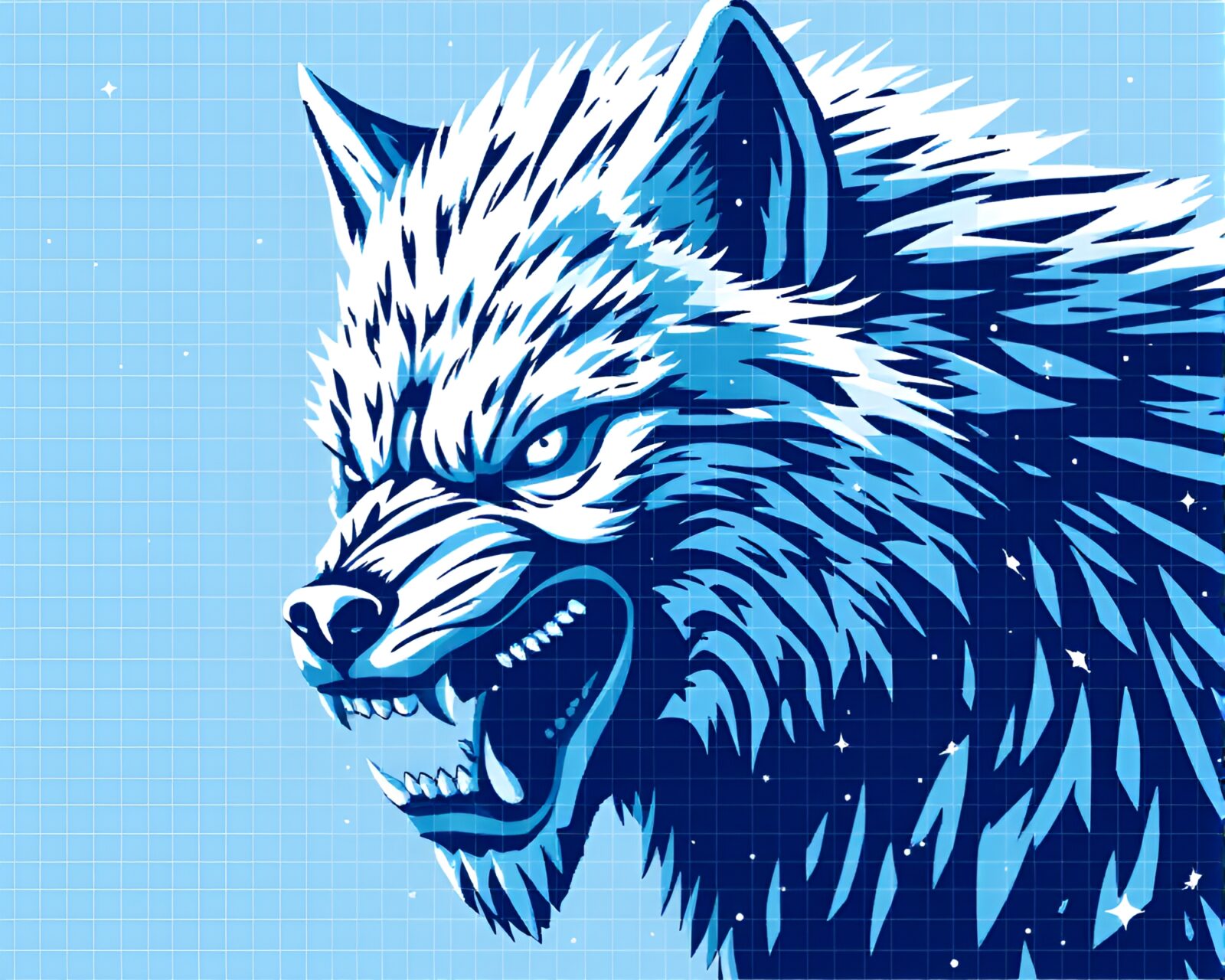 A pixel art werewolf in an arctic setting