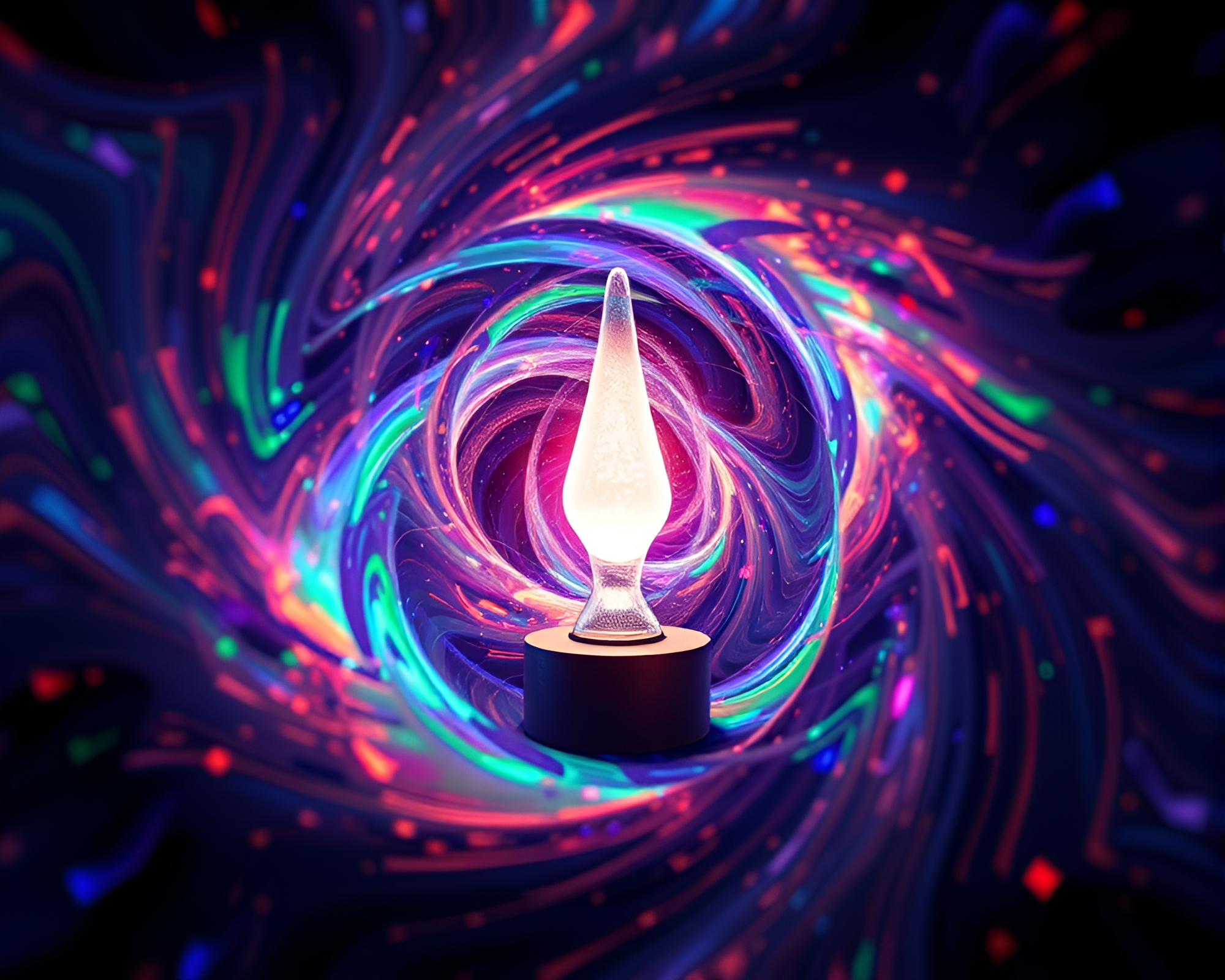 Holographic Lamp Vortex Twist Glitch Colors – free AI stock image
