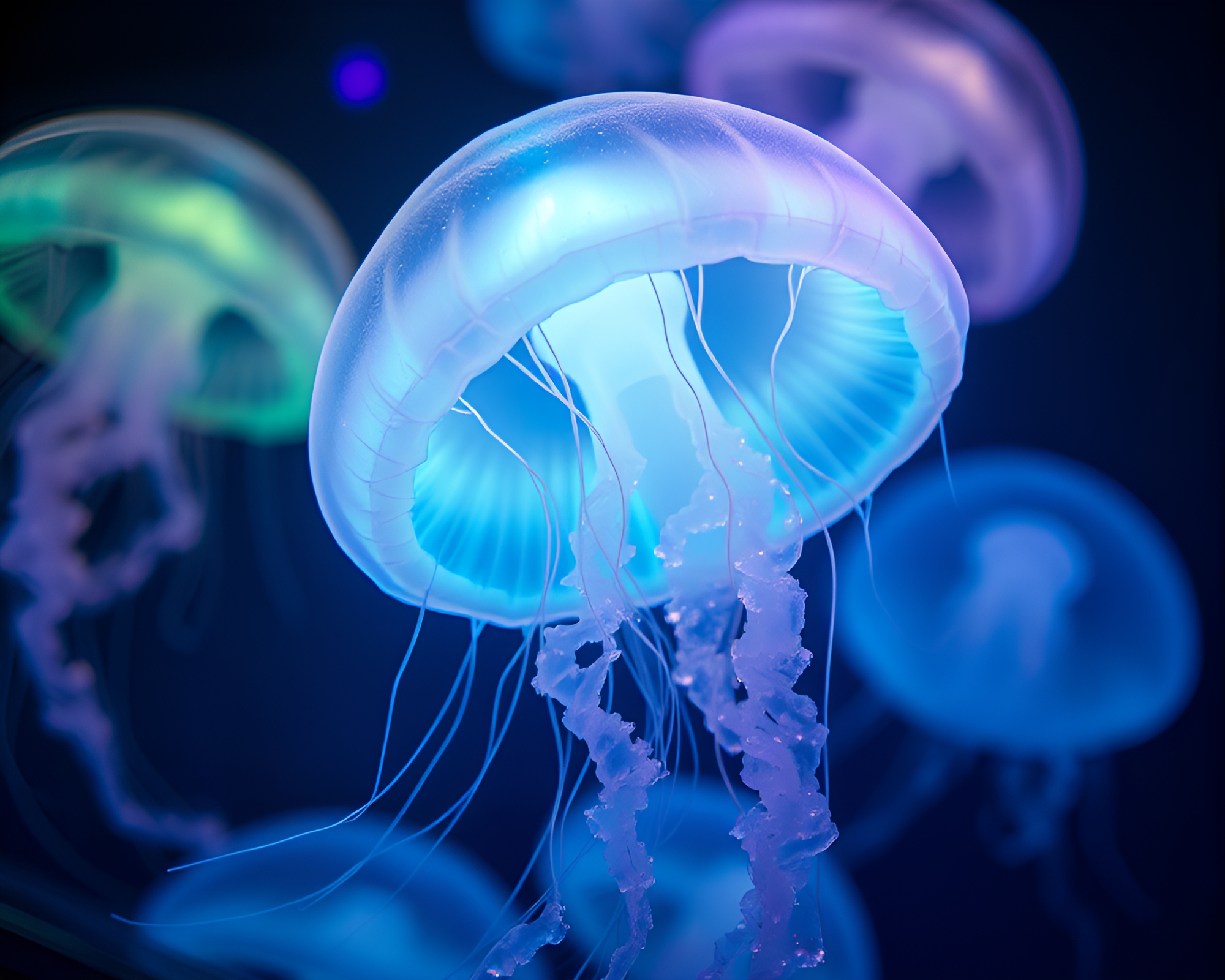 Bioluminescent Jellyfish in Surreal Cinemagraph – free AI stock image