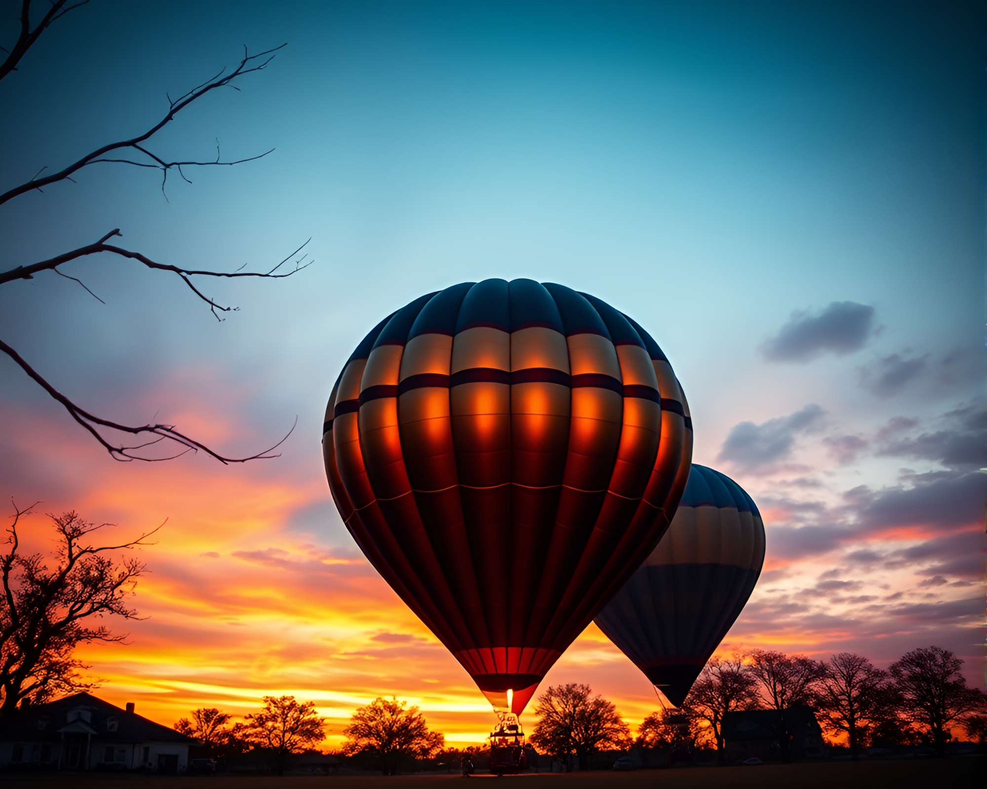 Bronze Patina Sunset Hot Air Balloon Cinemagraph – free AI stock image