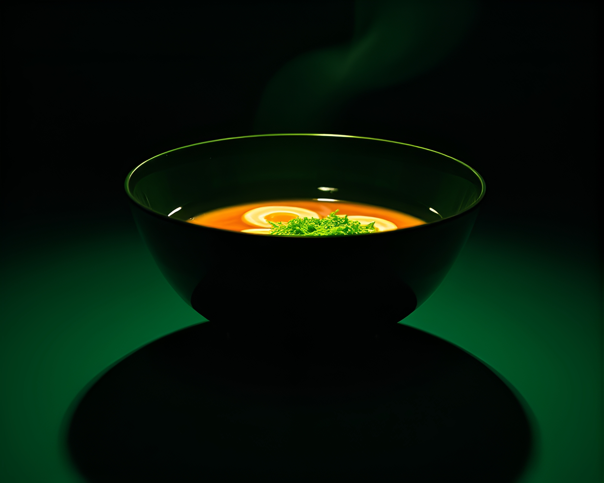 Double Reflection: Ramen Forest Green Shade – free AI stock image