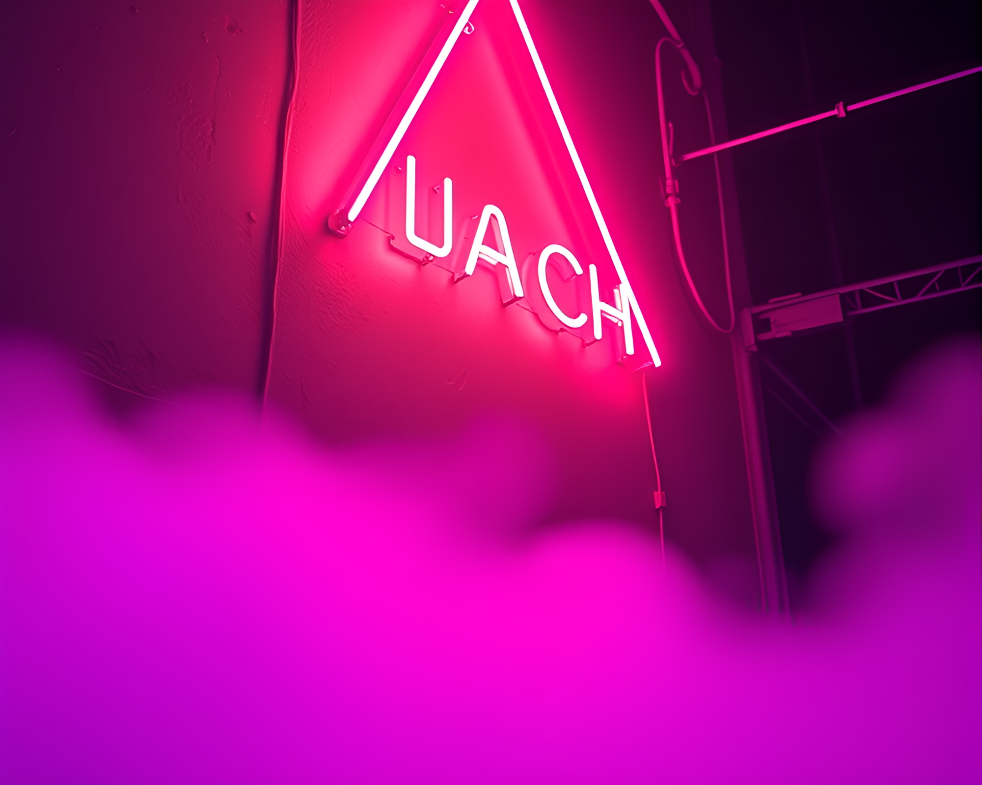 Neon Sign Surreal Shifts: Duochrome Negative Space Composition – free AI stock image