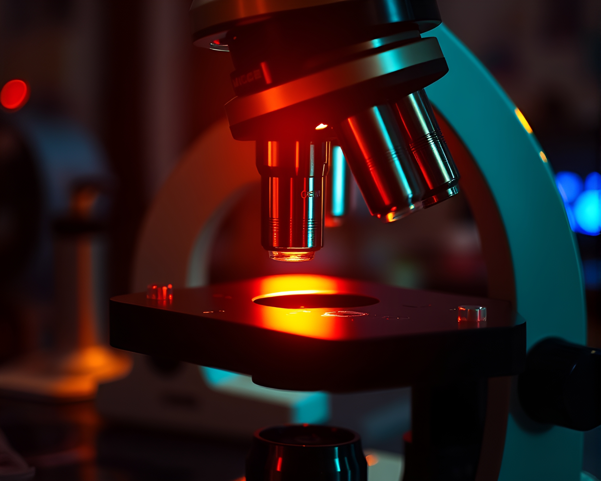 Microscopic World: Fluorescent Reflections in Crosshatch – free AI stock image