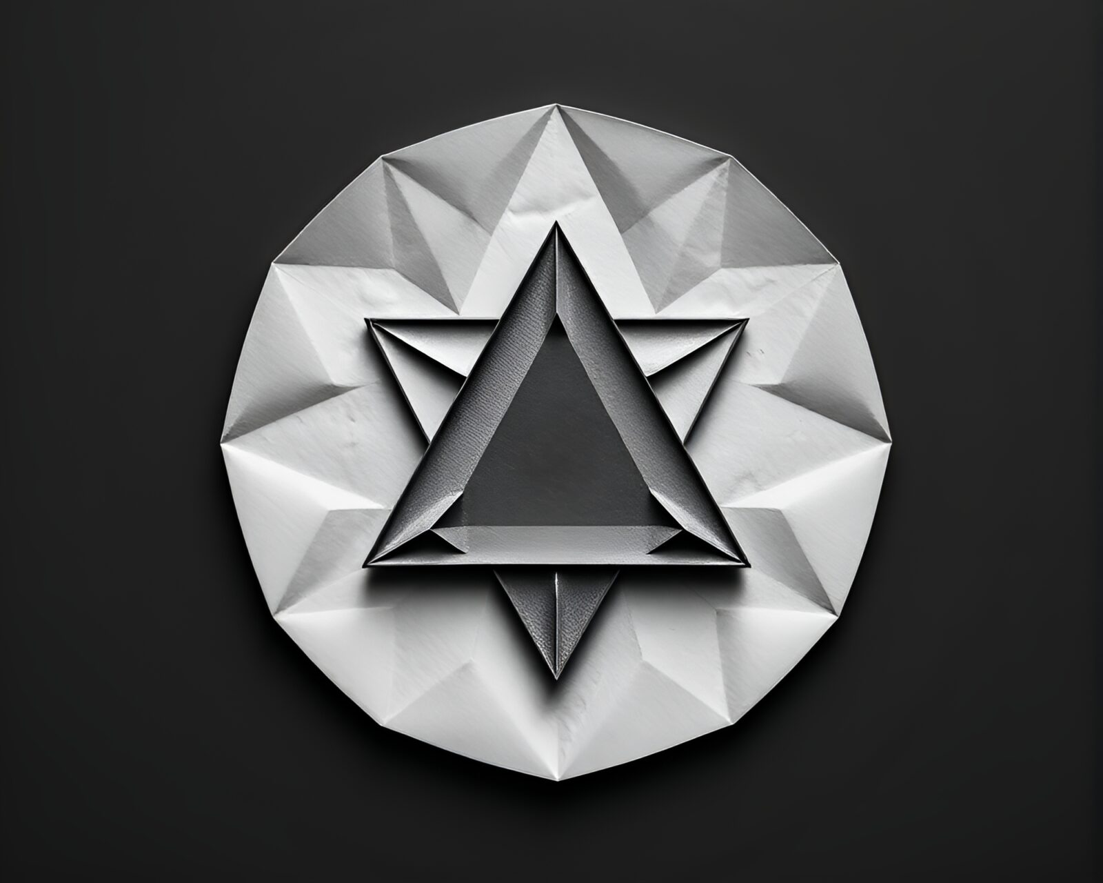 Abstract art of sacred geometric shapes in lunar grayscale tones