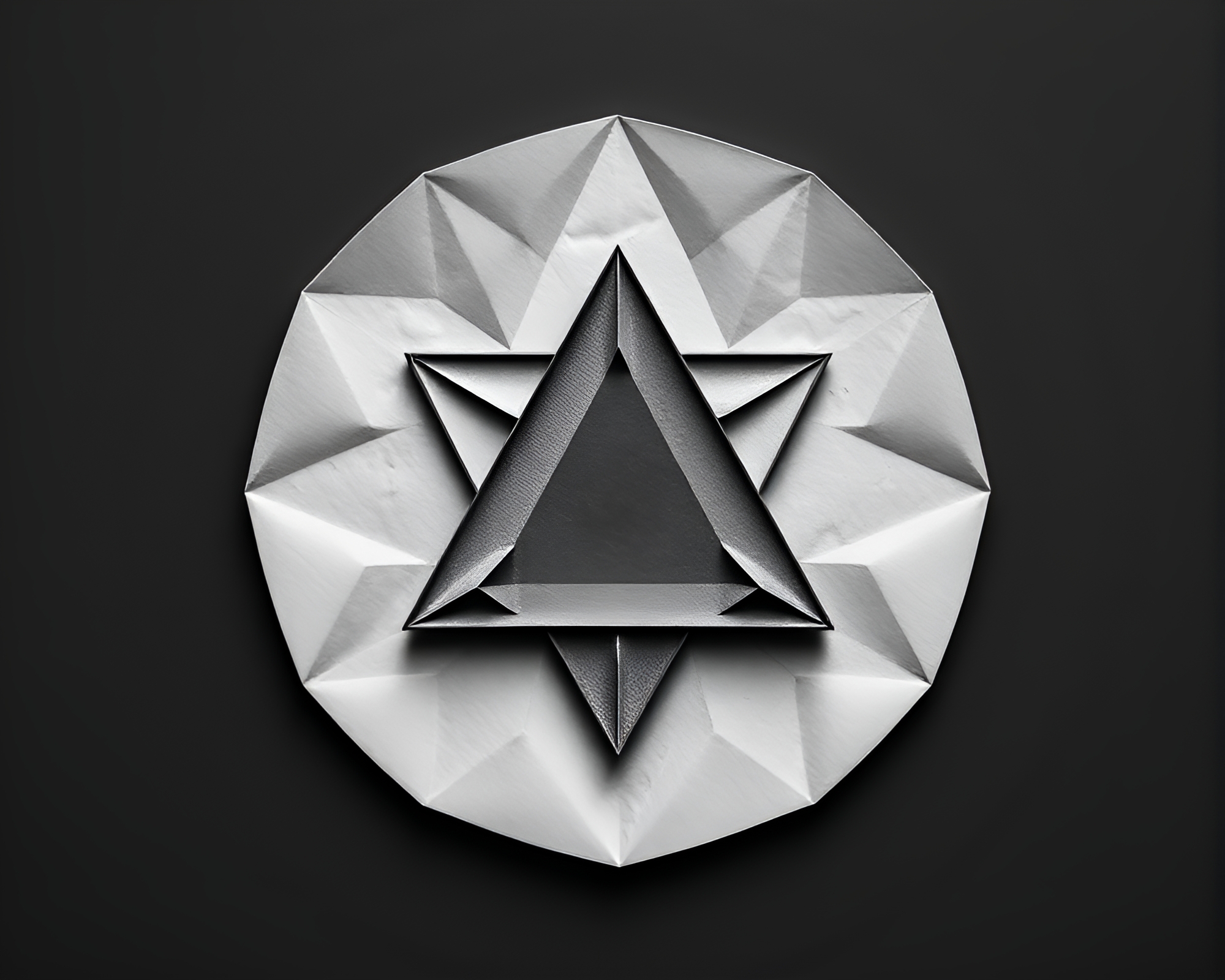 Celestial Origami: Lunar Geometry in Gray Minimalist Style – free AI stock image