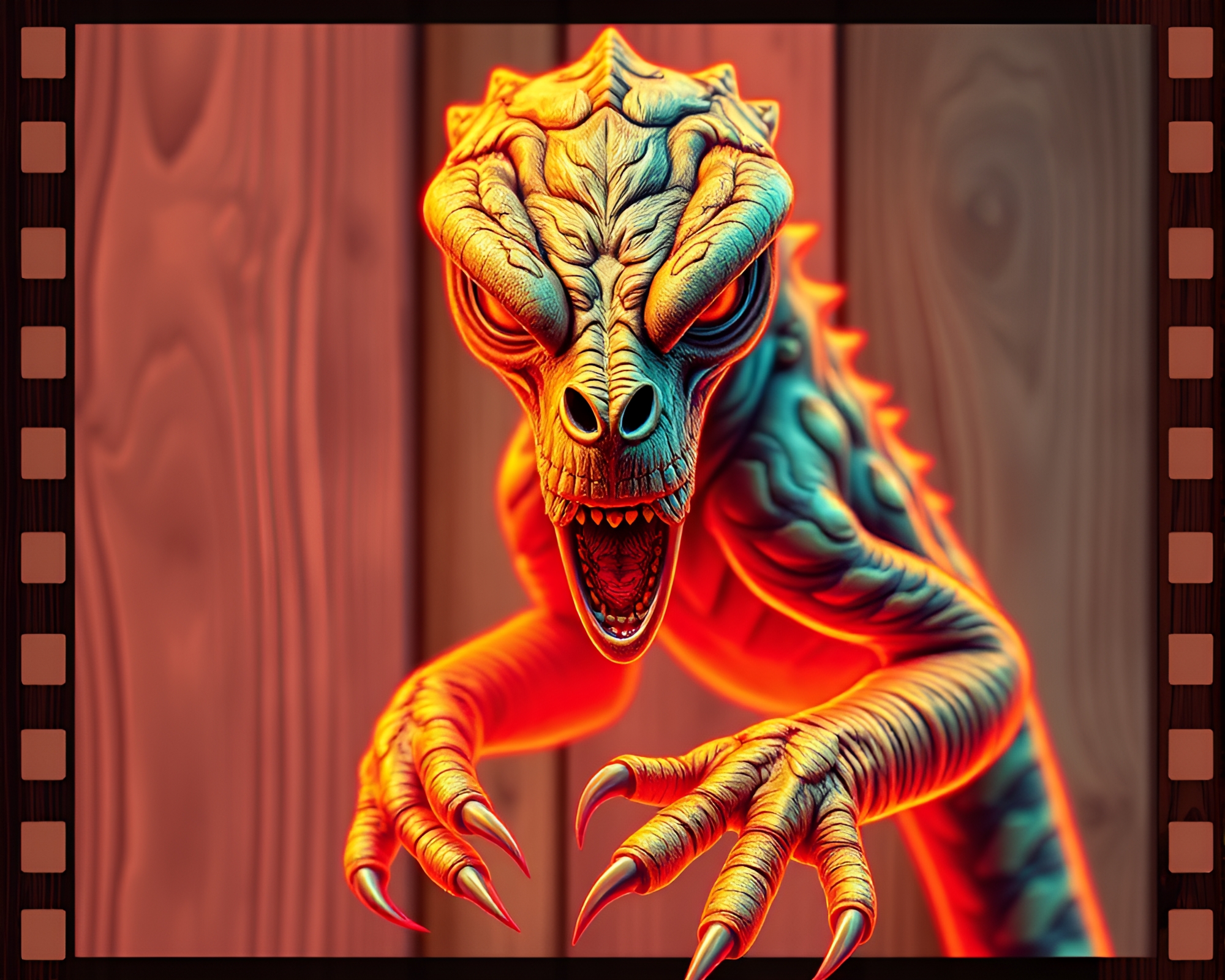 Cerberus Enlightened by Neon Wood Grains – free AI stock image